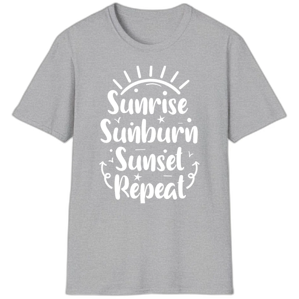 Sunrise Sunburn Sunset Repeat T-Shirt in Sport Grey