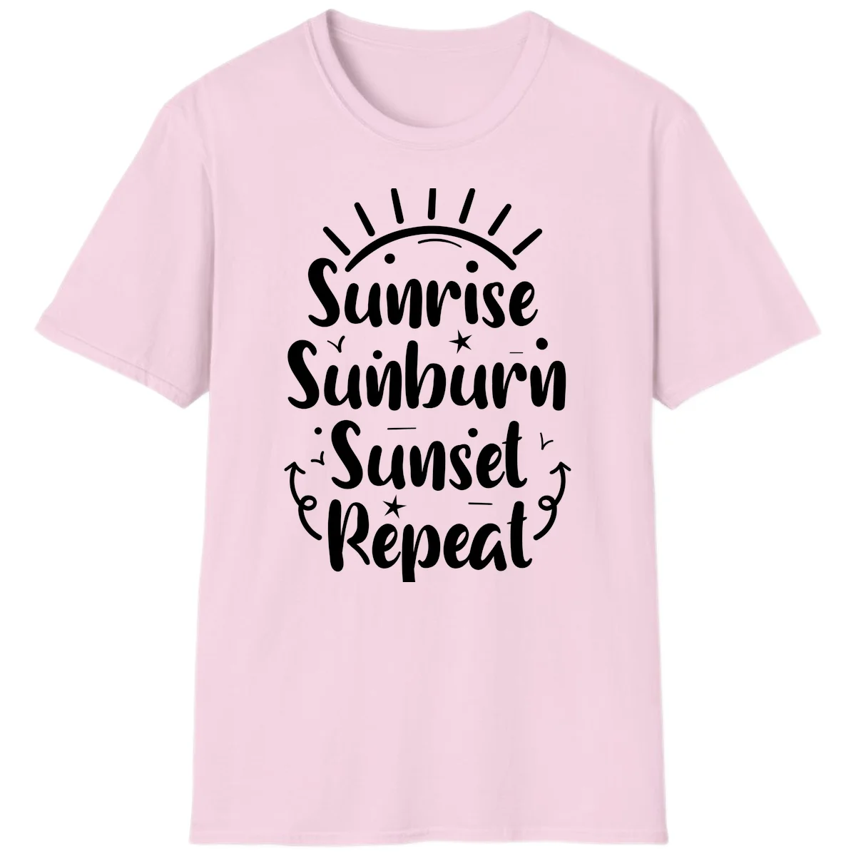 Sunrise Sunburn Sunset Repeat T-Shirt in Light Pink