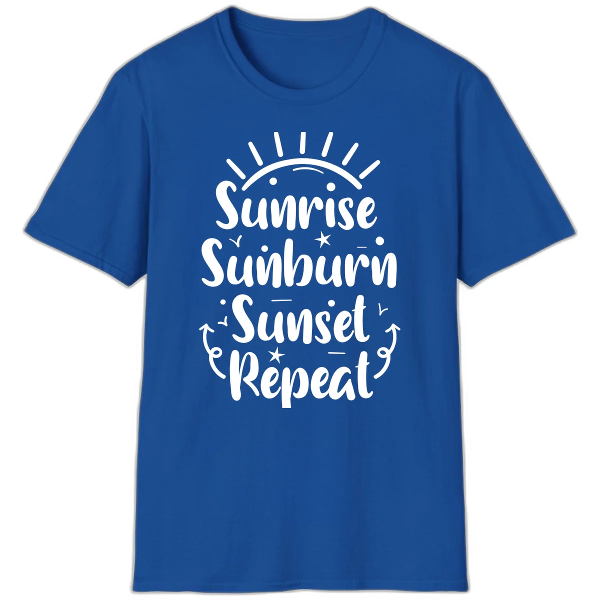 Sunrise Sunburn Sunset Repeat T-Shirt in Royal