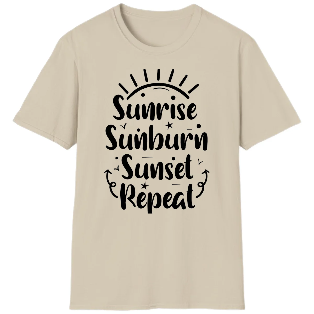 Sunrise Sunburn Sunset Repeat T-Shirt in Sand