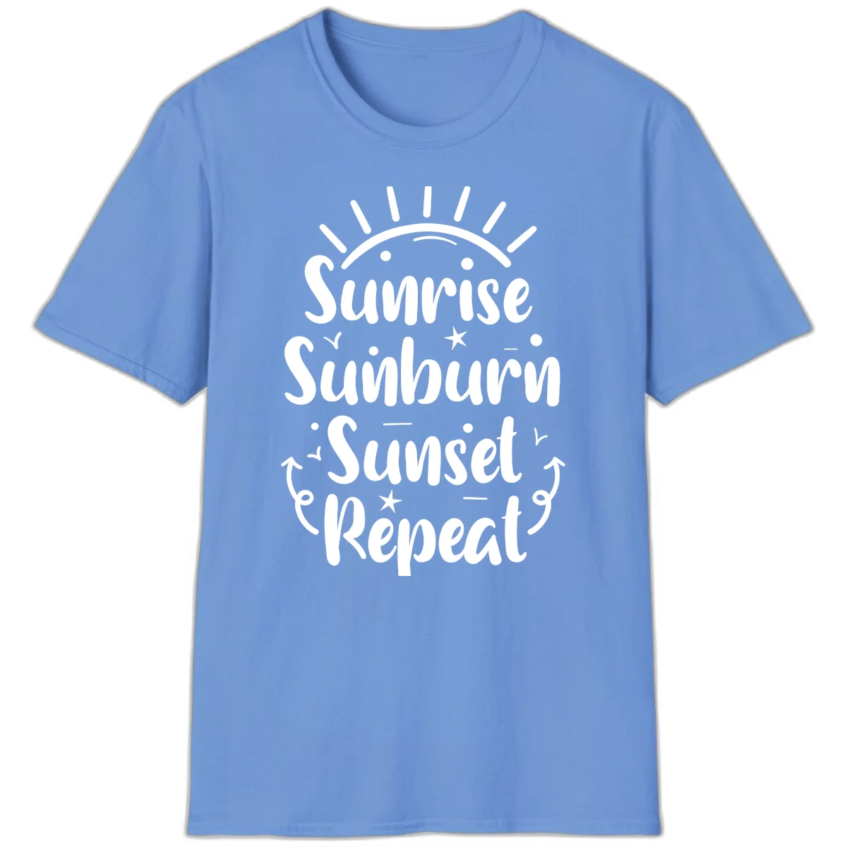 Sunrise Sunburn Sunset Repeat T-Shirt in Carolina Blue