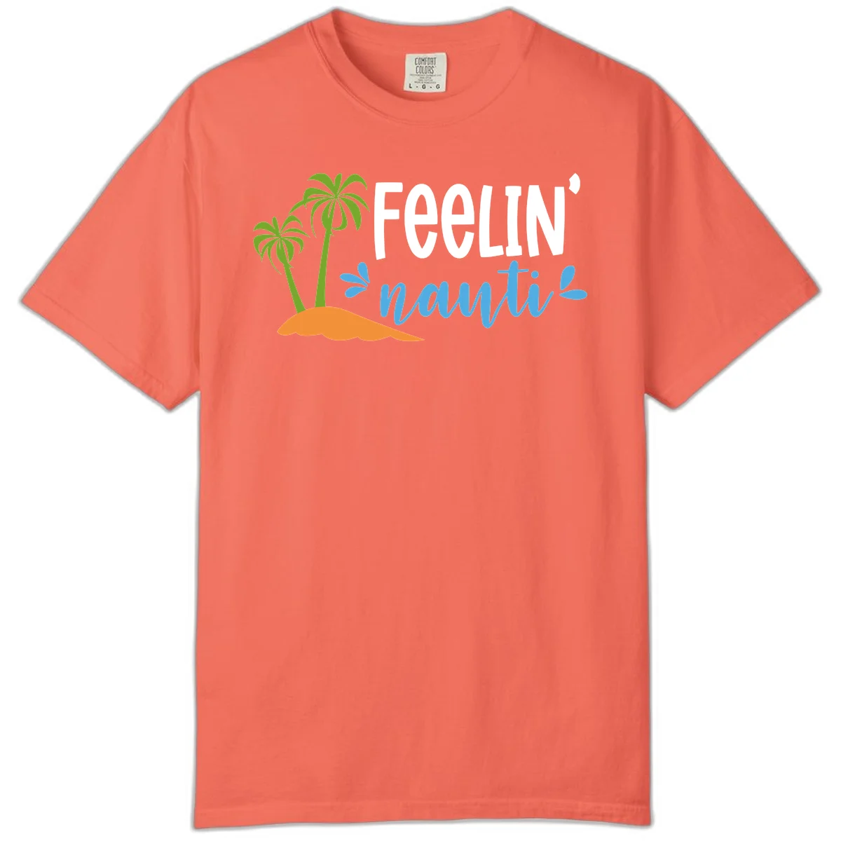 Feelin' Nauty Cruise Vibes Comfort Color T-Shirt in Bright Salmon