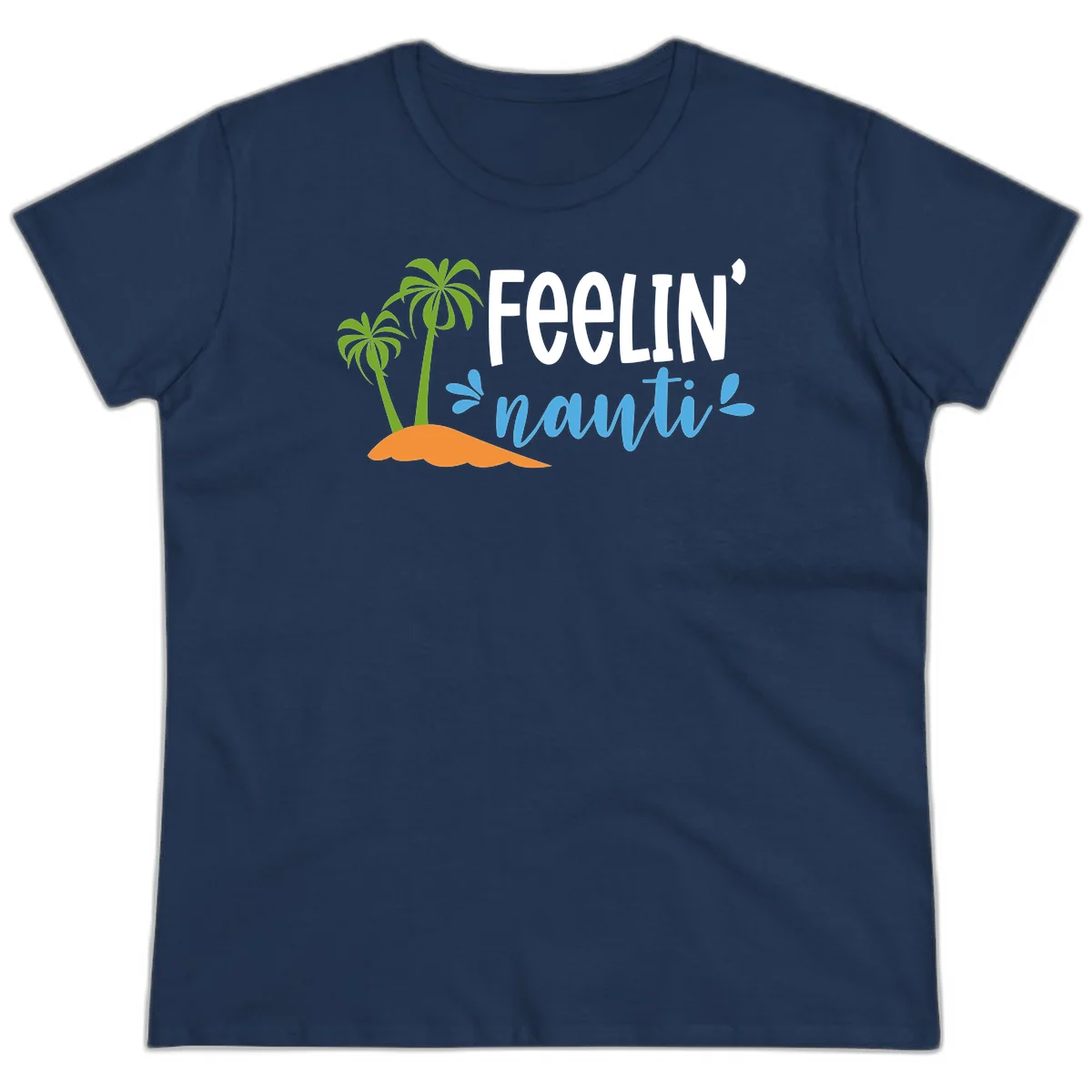 Feelin' Nauty Cruise Vibes Ladies Tee in Navy