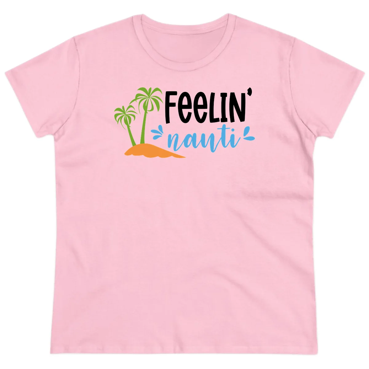 Feelin' Nauty Cruise Vibes Ladies Tee in Light Pink