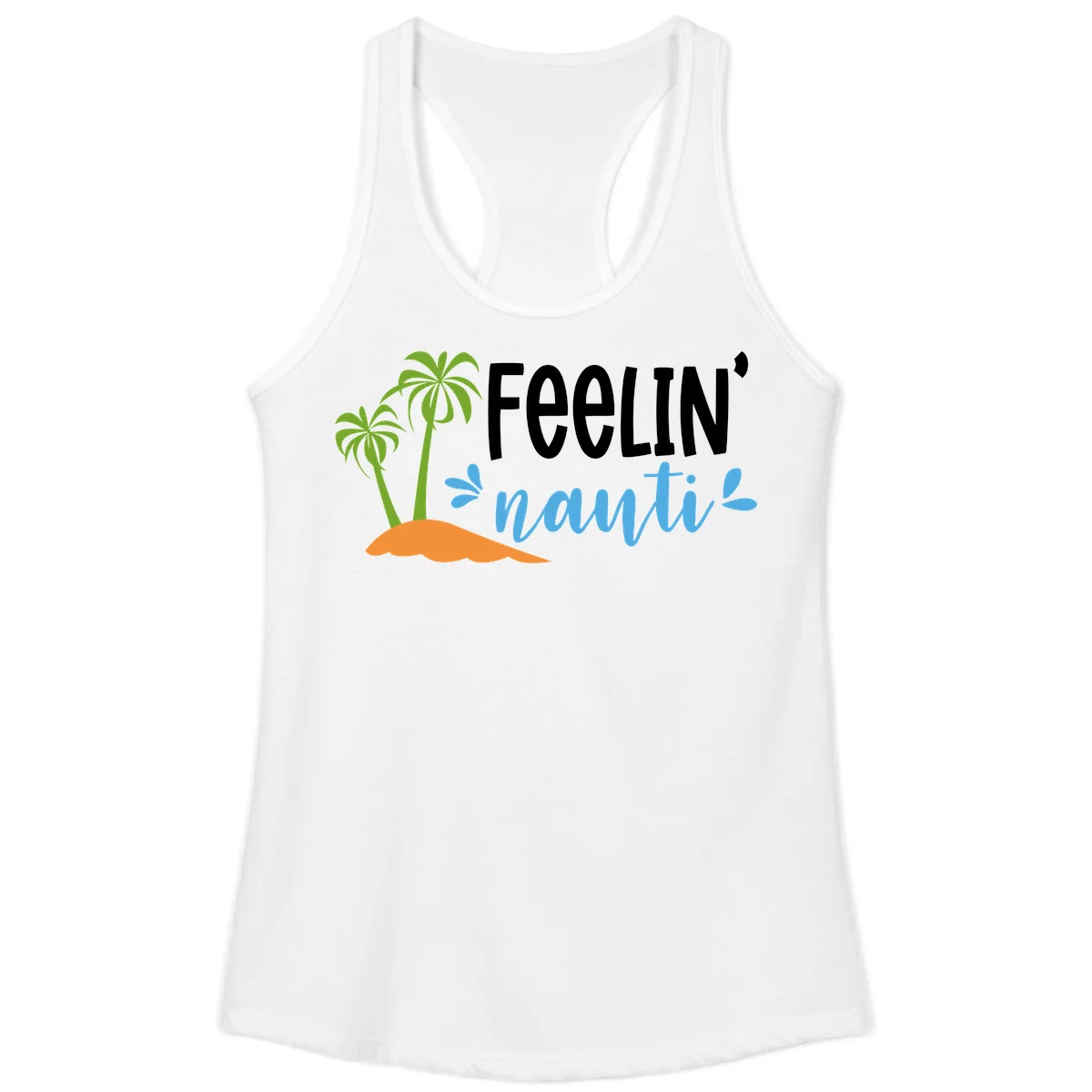 Feelin' Nauty Cruise Vibes Ladies Tank in White