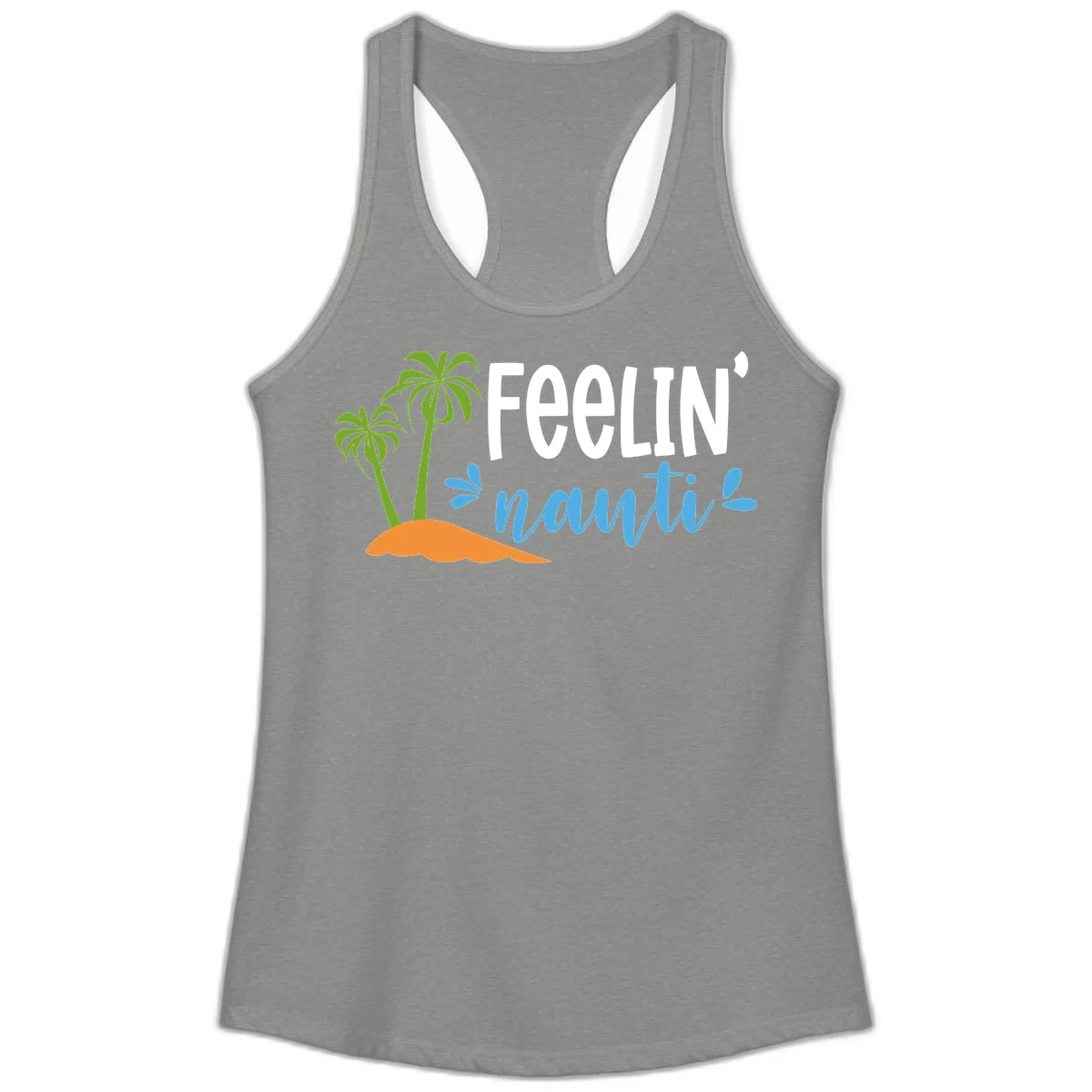 Feelin' Nauty Cruise Vibes Ladies Tank in Heather Grey