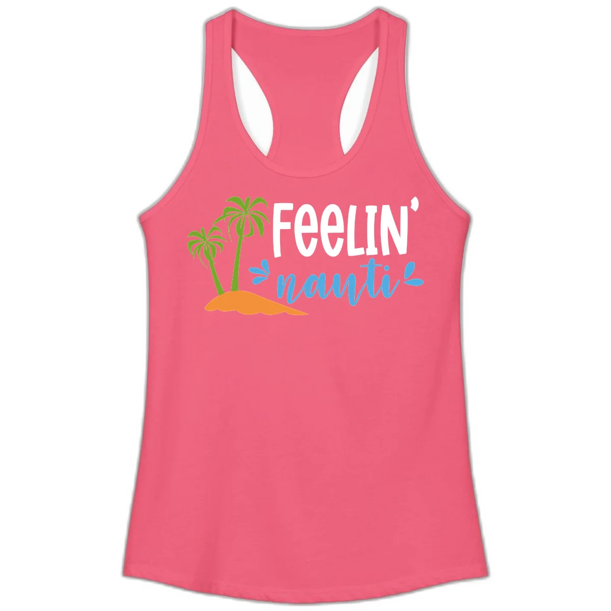 Feelin' Nauty Cruise Vibes Ladies Tank in Hot Pink