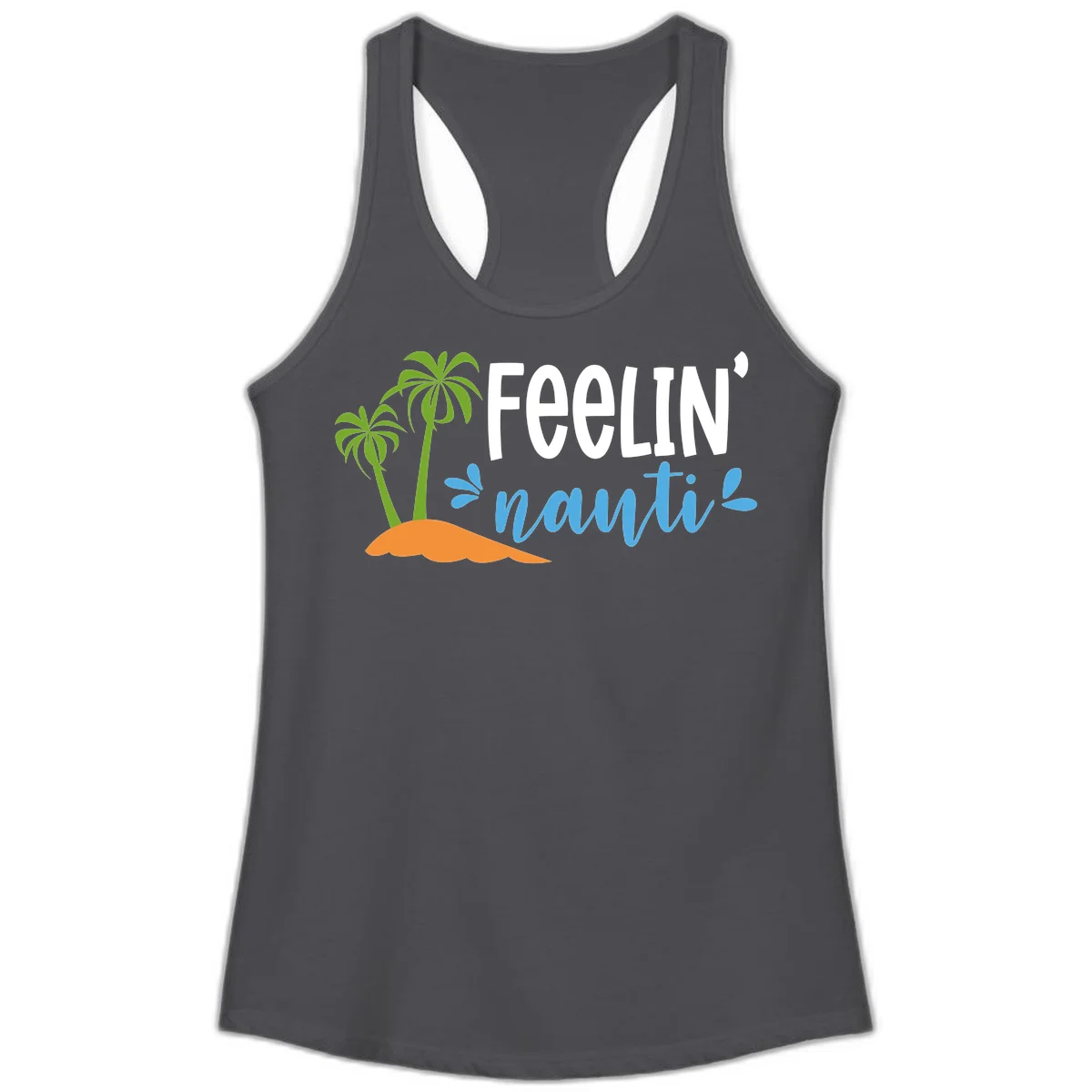 Feelin' Nauty Cruise Vibes Ladies Tank in Solid Dark Gray