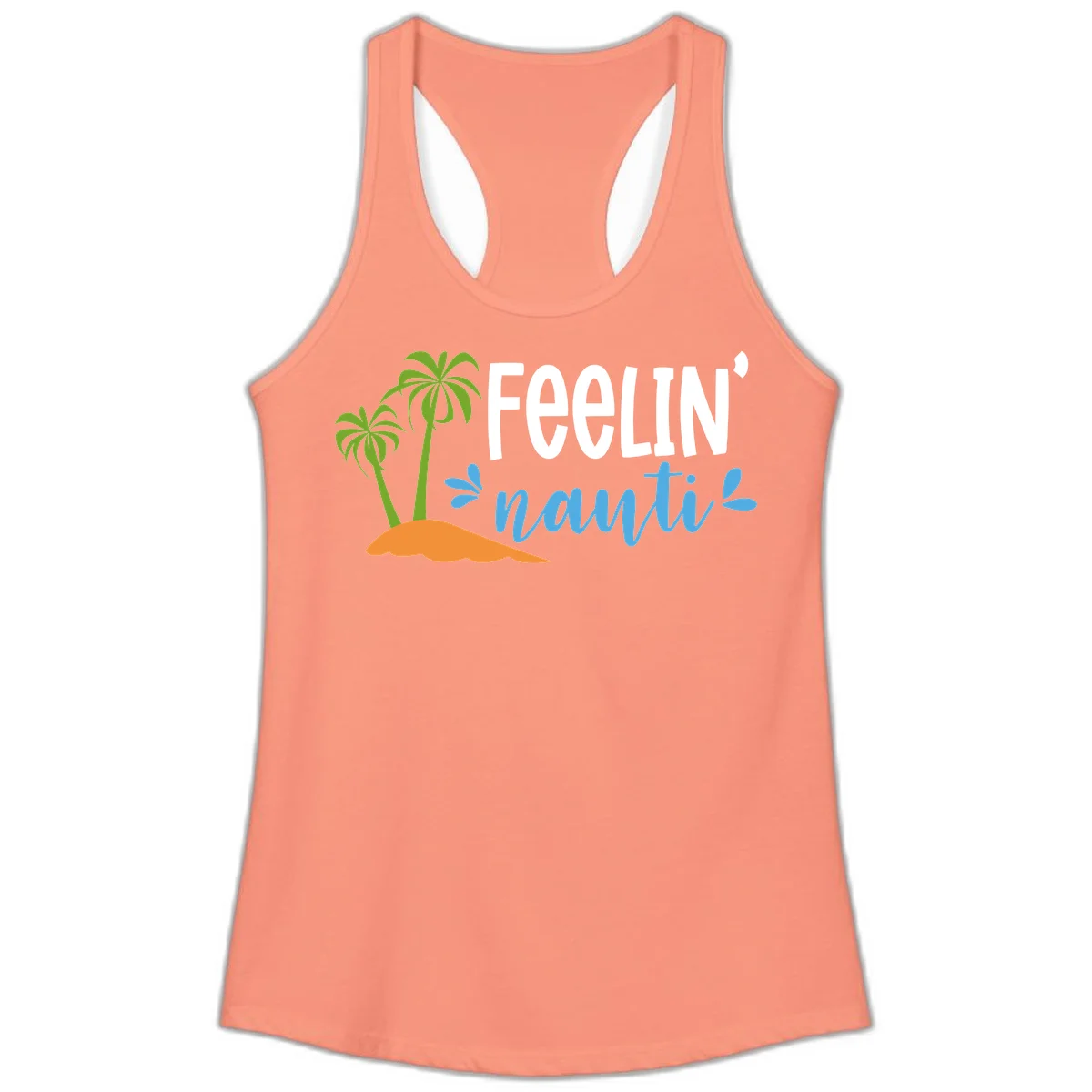 Feelin' Nauty Cruise Vibes Ladies Tank in Solid Light Orange