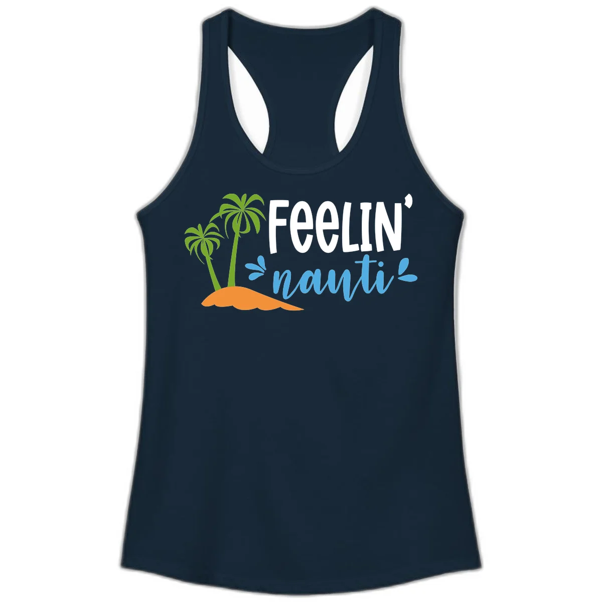 Feelin' Nauty Cruise Vibes Ladies Tank in Solid Midnight Navy
