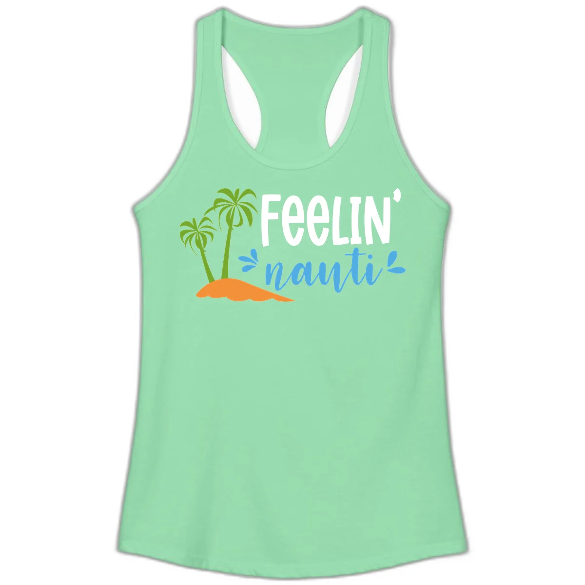 Feelin' Nauty Cruise Vibes Ladies Tank in Solid Mint