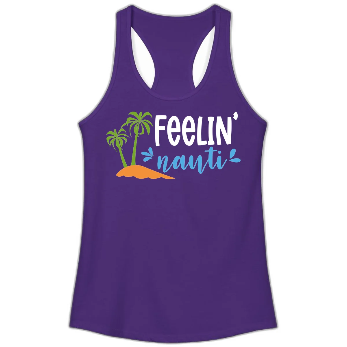 Feelin' Nauty Cruise Vibes Ladies Tank in Solid Purple Rush