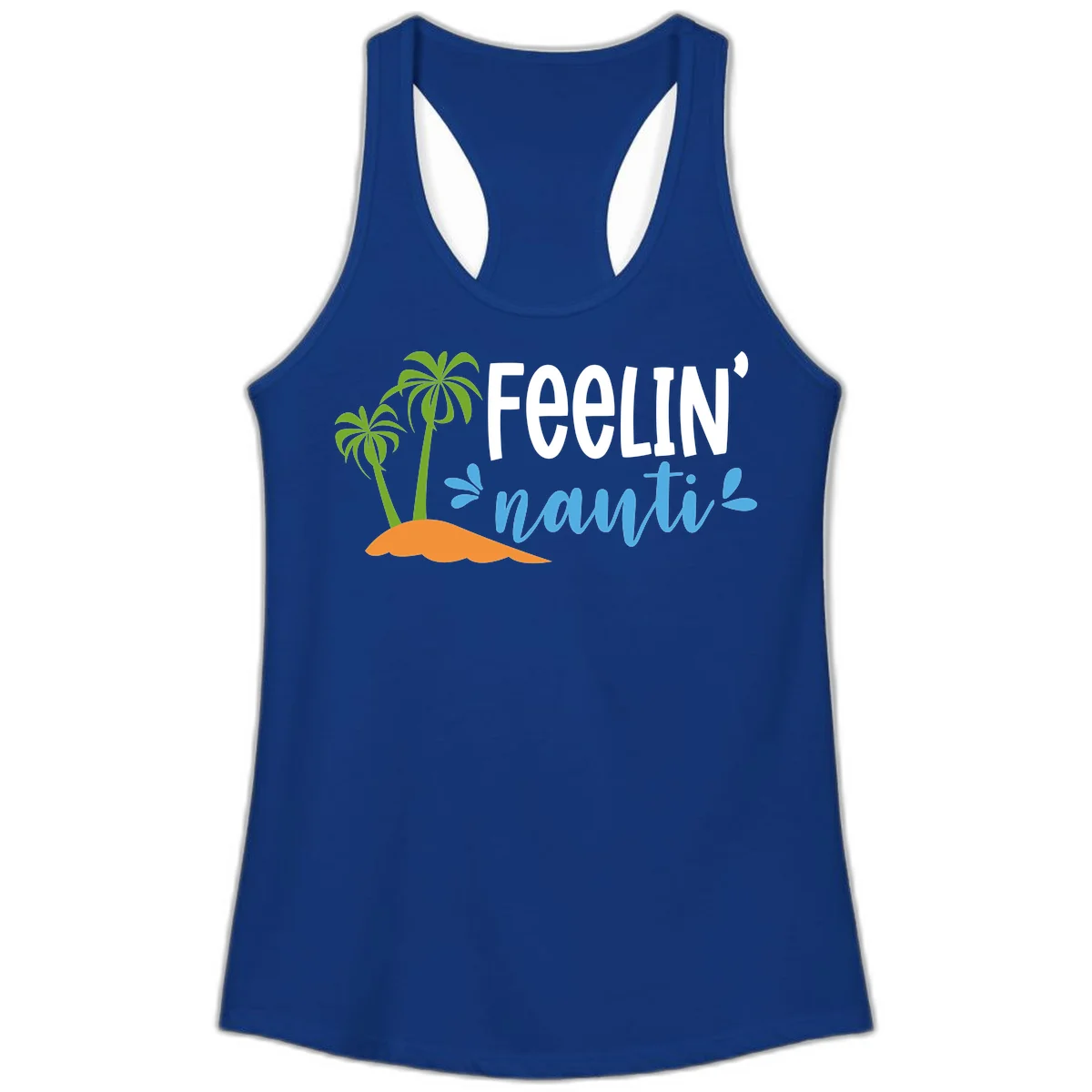 Feelin' Nauty Cruise Vibes Ladies Tank in Solid Royal