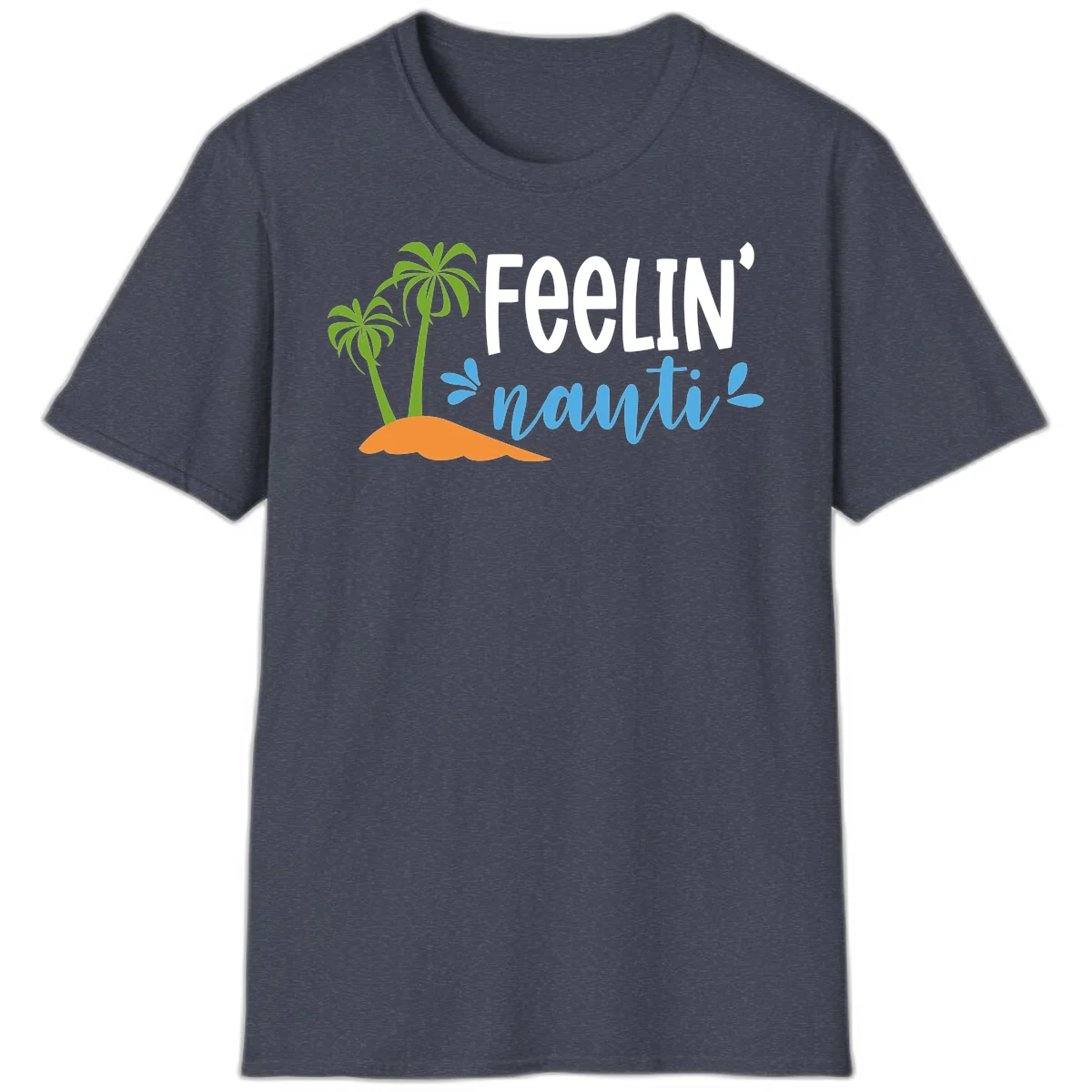 Feelin' Nauty Cruise Vibes T-Shirt in Heather Navy