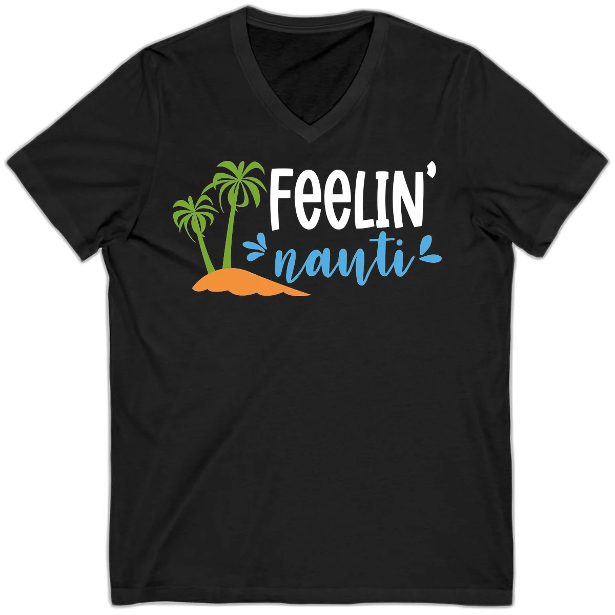 Feelin' Nauty Cruise Vibes V-Neck in Black