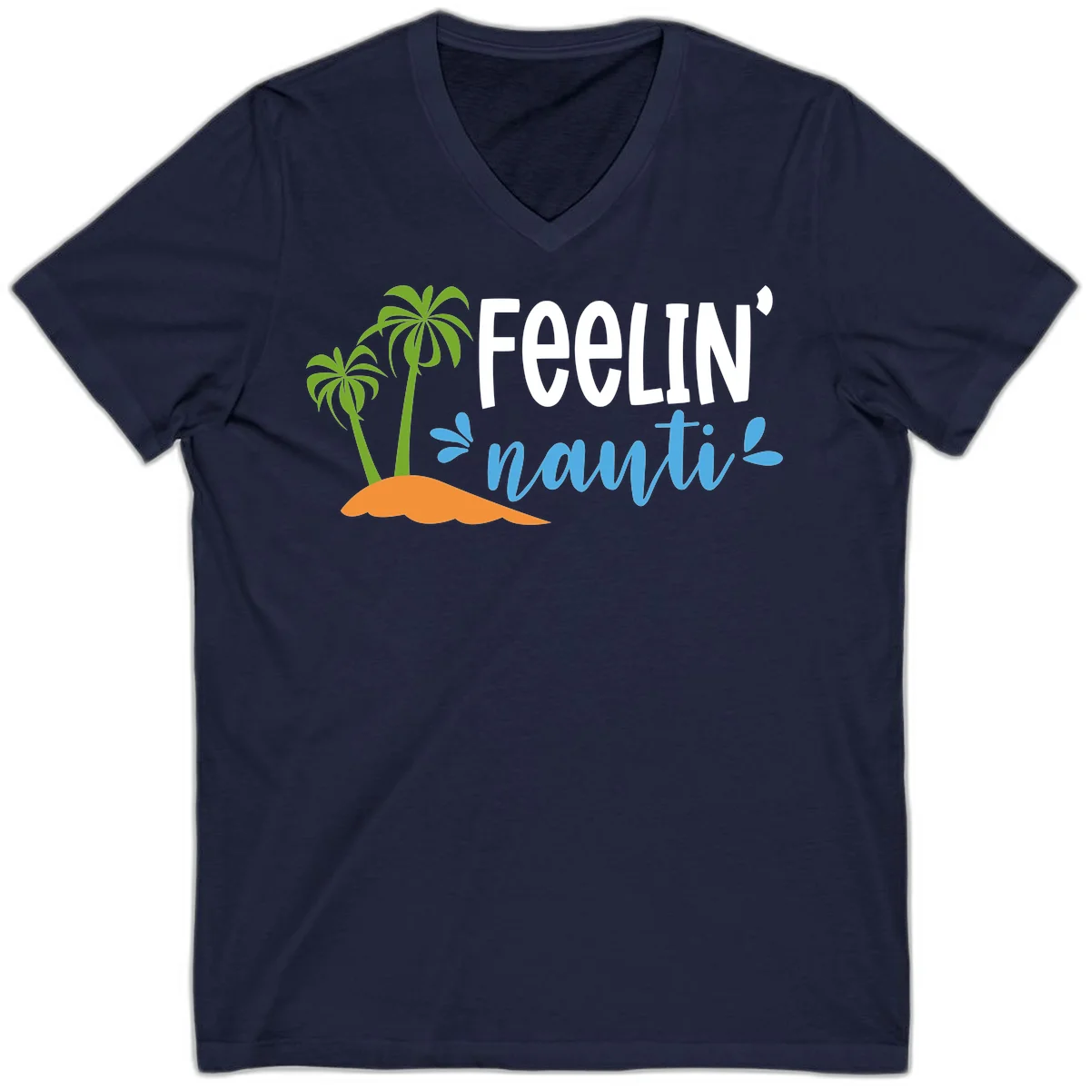 Feelin' Nauty Cruise Vibes V-Neck in Navy