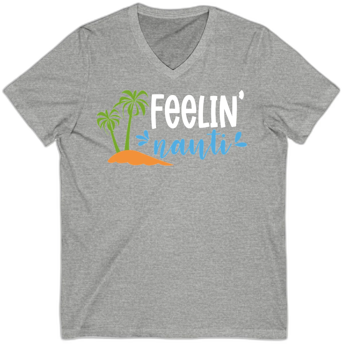 Feelin' Nauty Cruise Vibes V-Neck in Athletic Heather