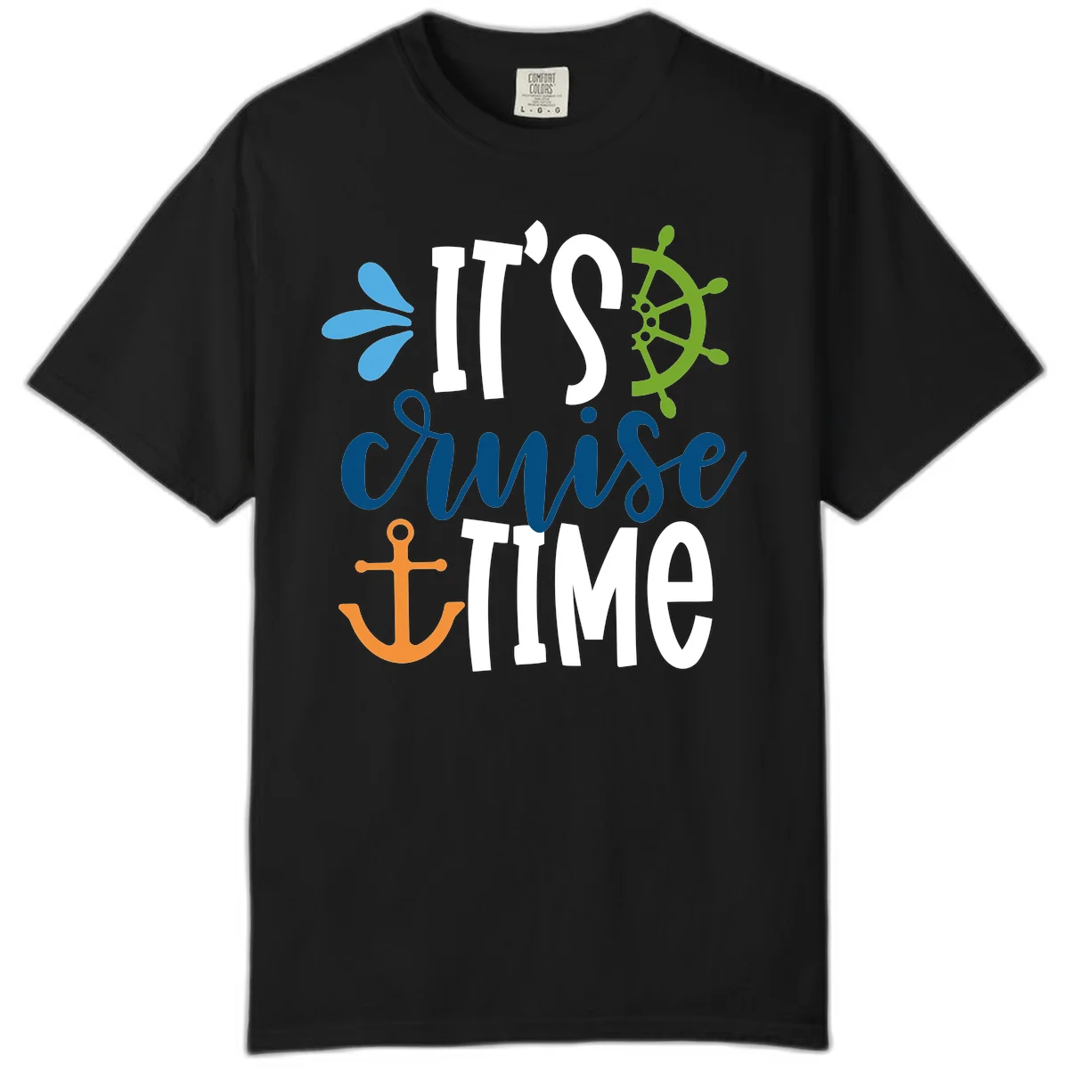 It's Cruise Time Nautical Comfort Color T-Shirt in Black