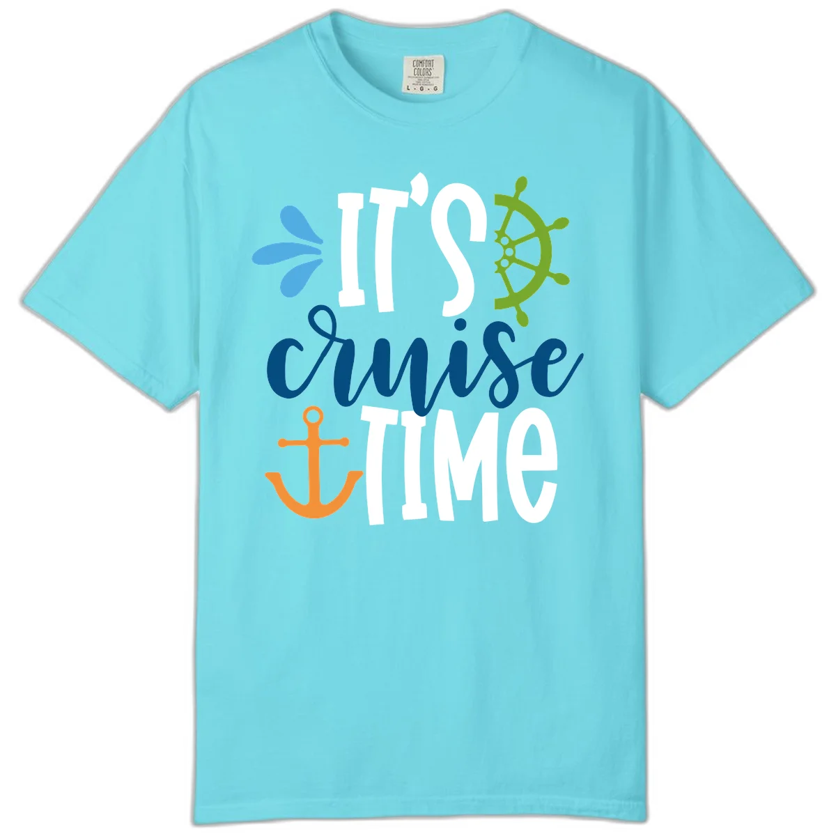It's Cruise Time Nautical Comfort Color T-Shirt in Lagoon Blue