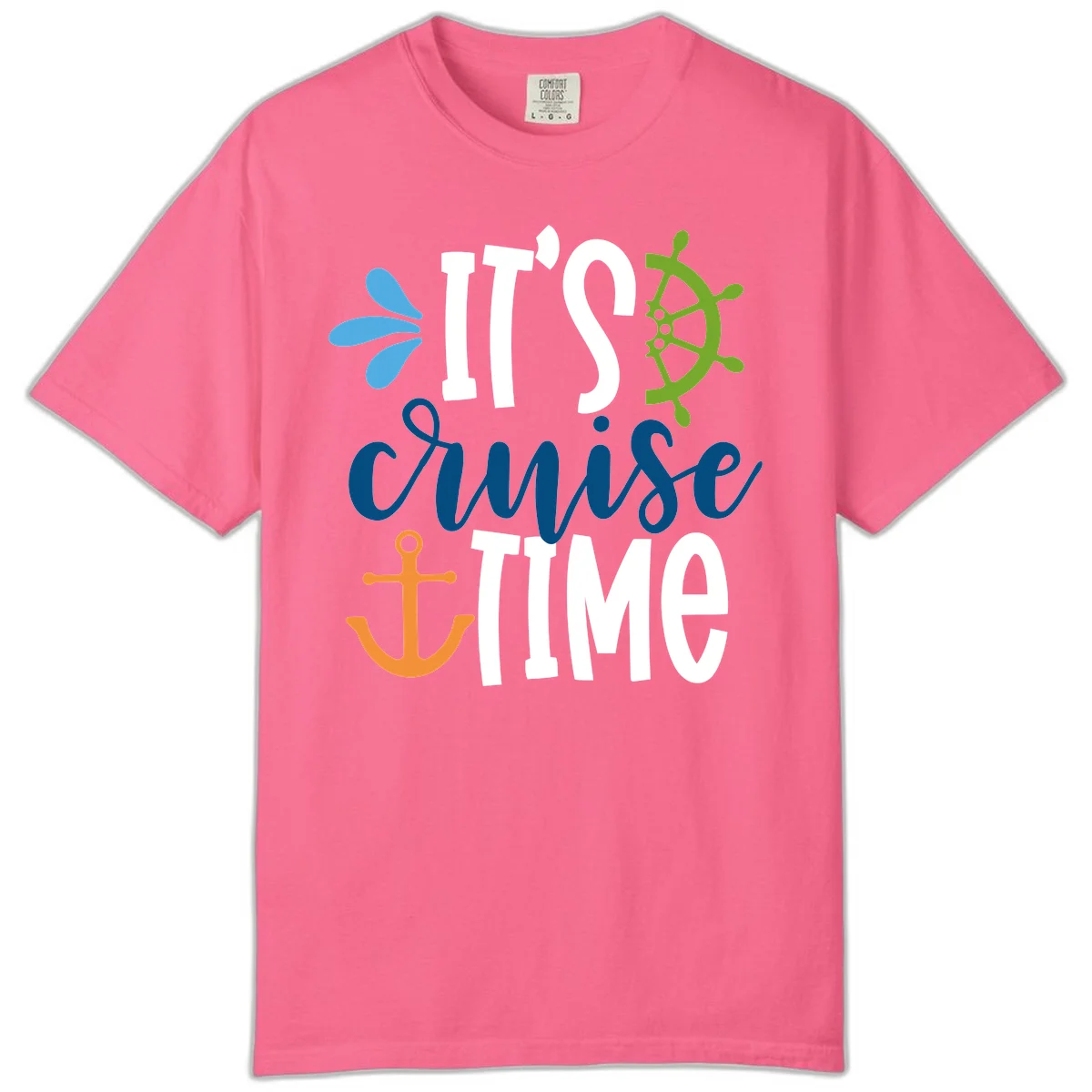 It's Cruise Time Nautical Comfort Color T-Shirt in Crunchberry