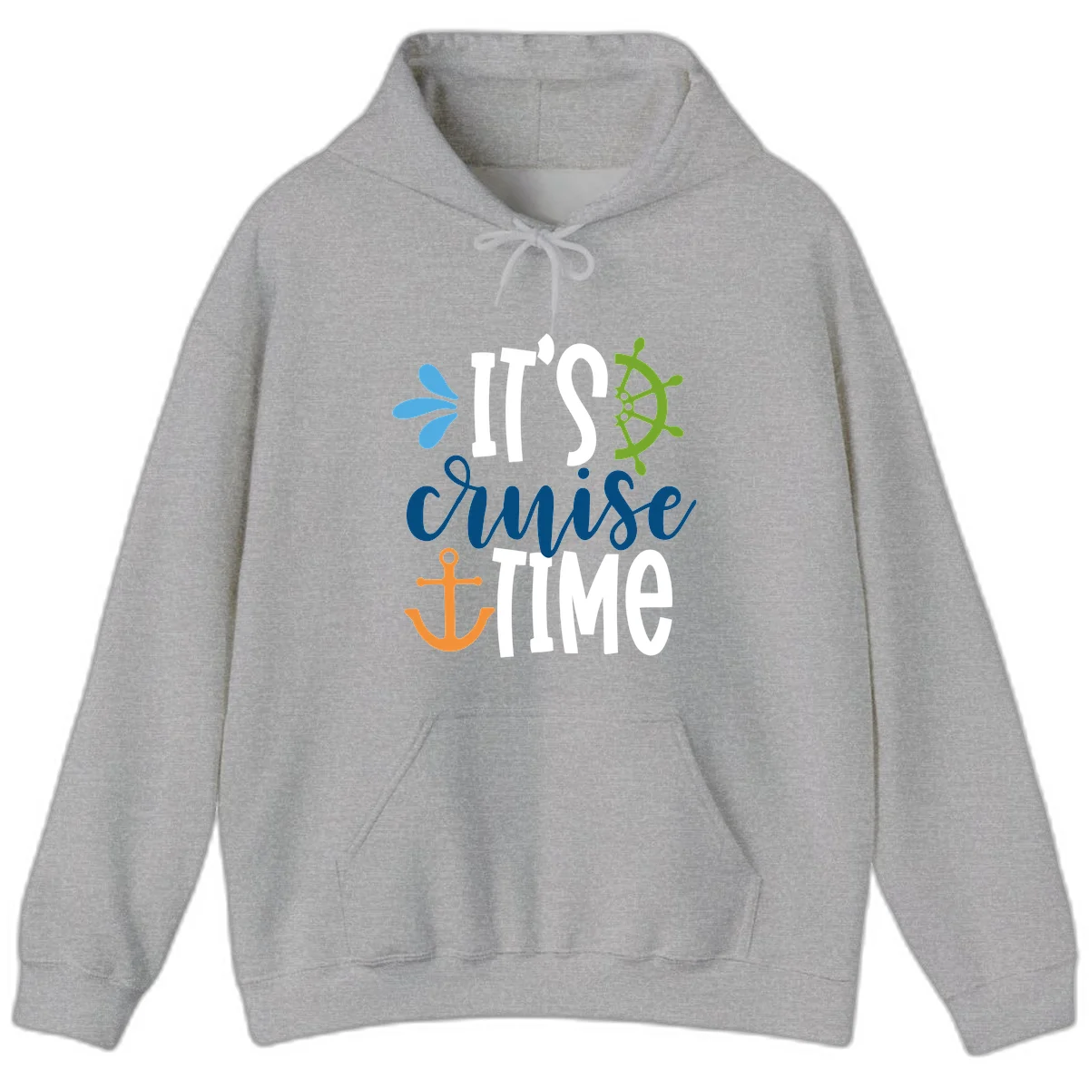 It's Cruise Time Nautical Hoodie in Sport Grey