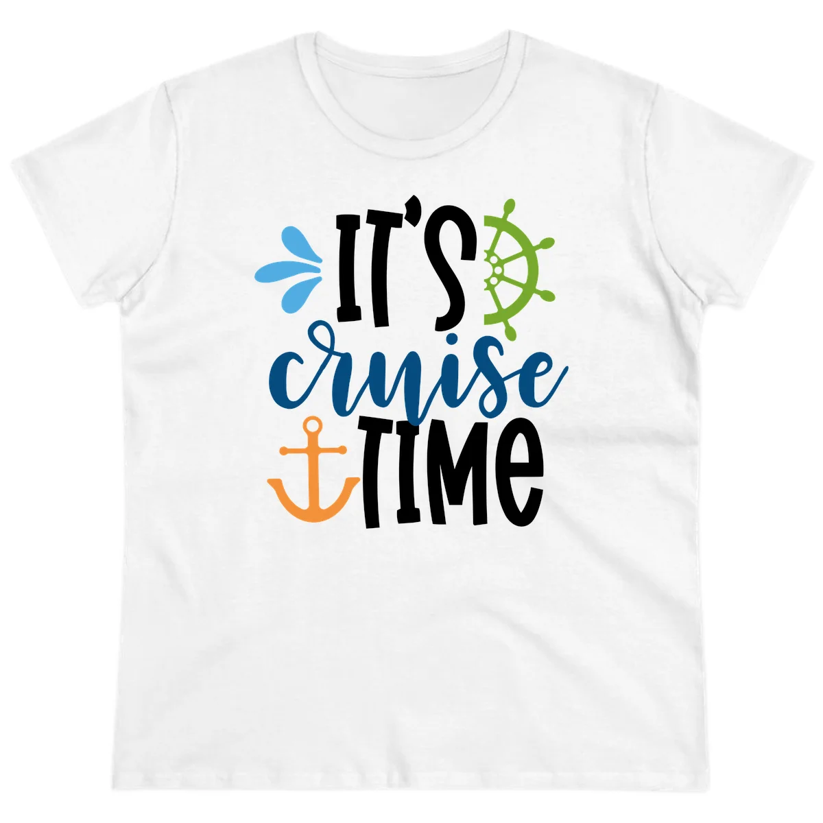 It's Cruise Time Nautical Ladies Tee in White
