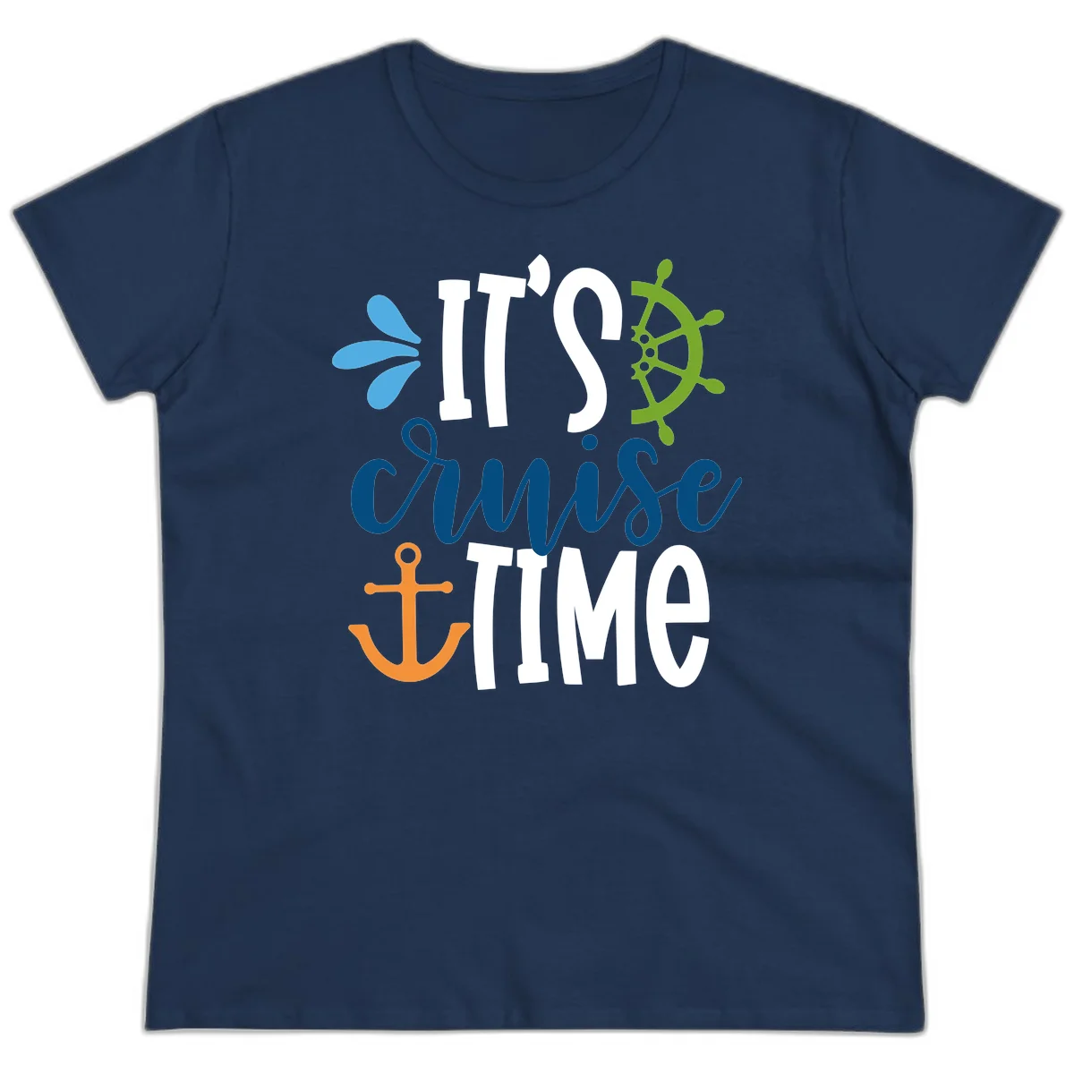 It's Cruise Time Nautical Ladies Tee in Navy