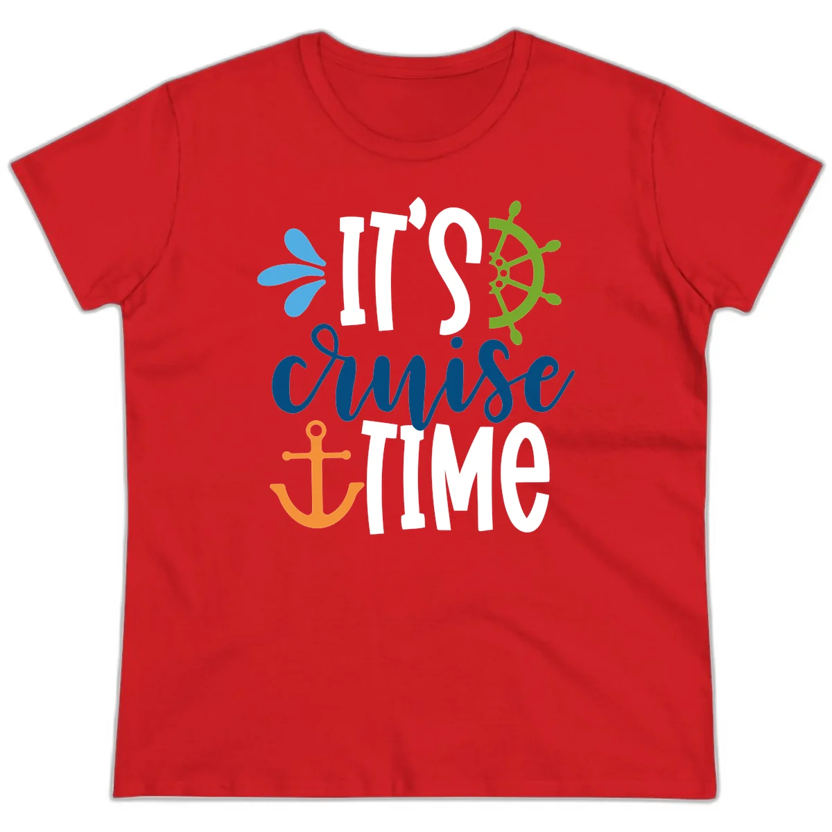 It's Cruise Time Nautical Ladies Tee in Red