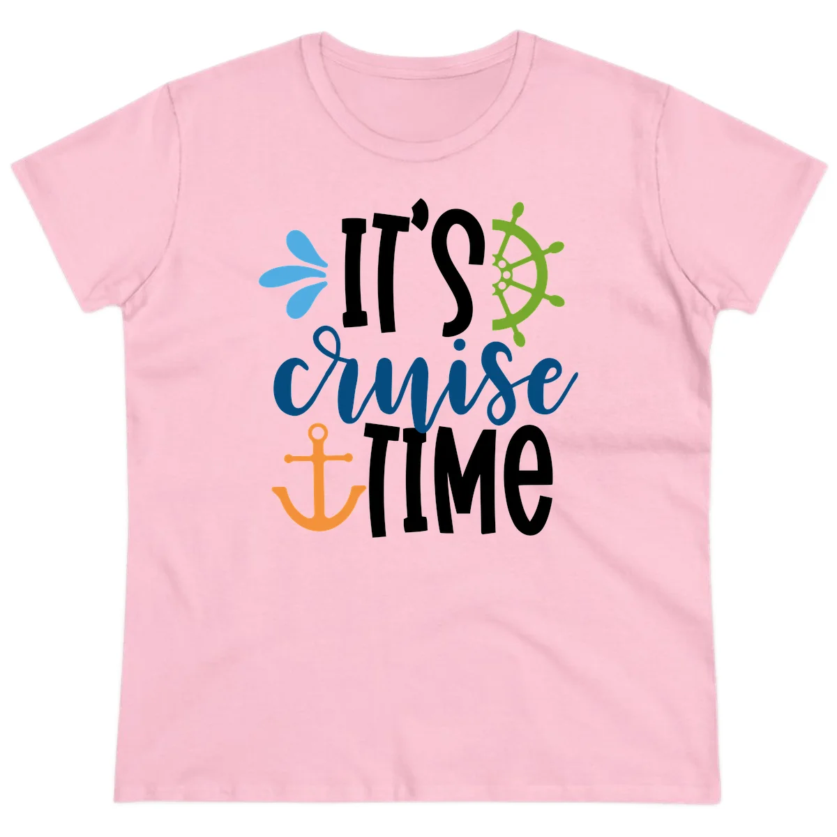 It's Cruise Time Nautical Ladies Tee in Light Pink