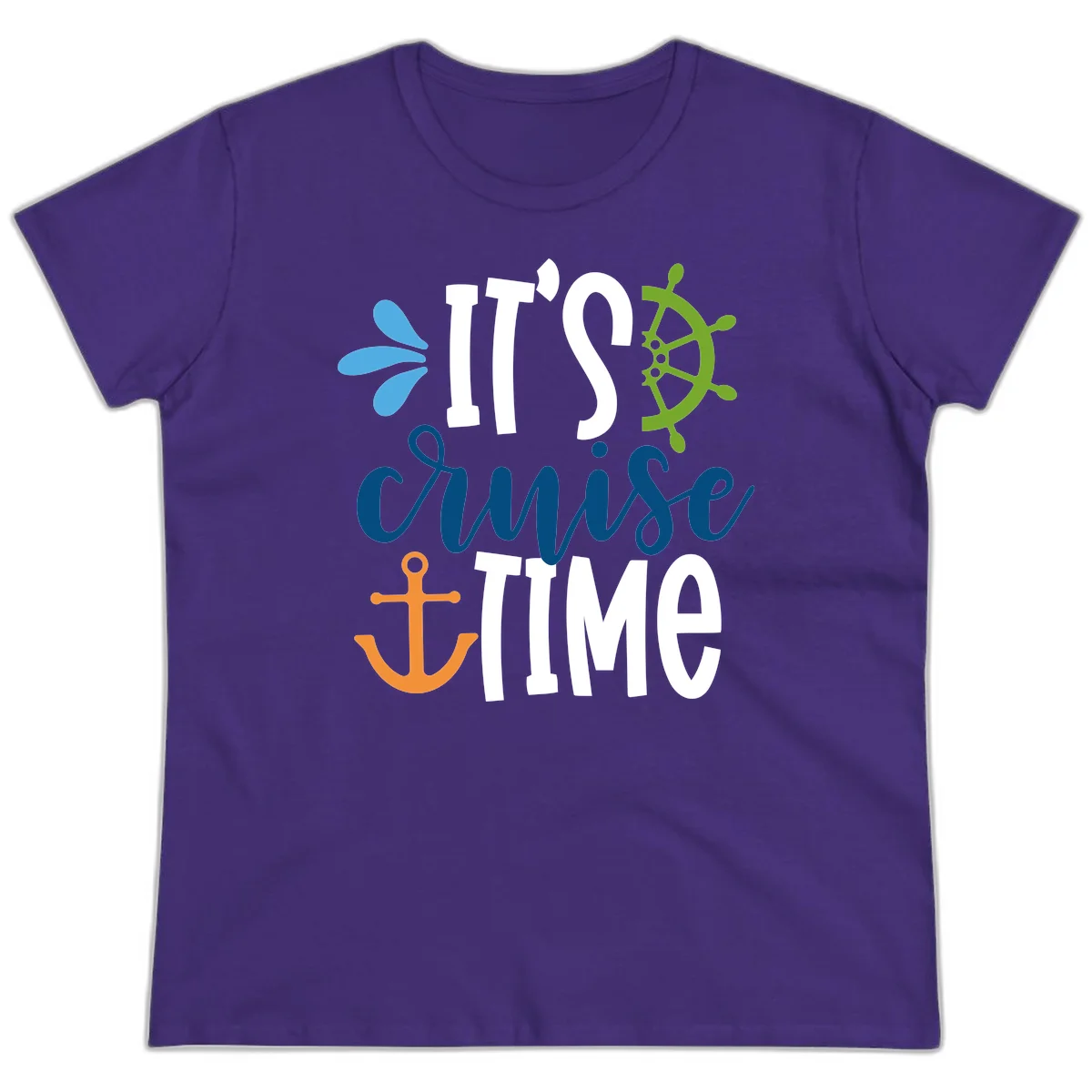 It's Cruise Time Nautical Ladies Tee in Purple