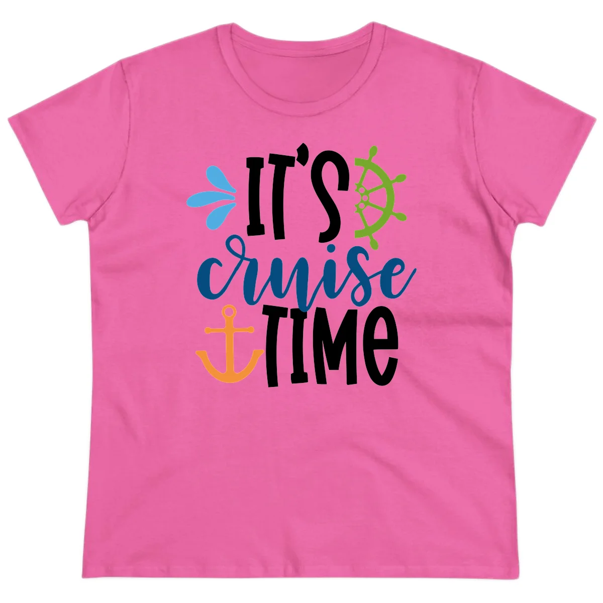It's Cruise Time Nautical Ladies Tee in Azalea
