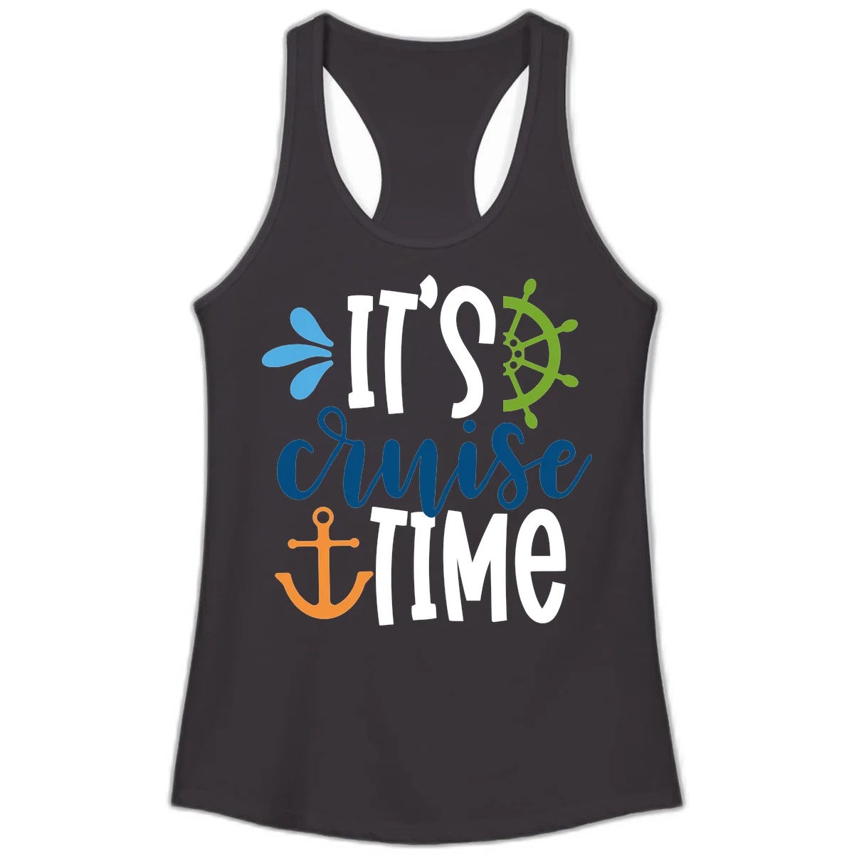 It's Cruise Time Nautical Ladies Tank in Black