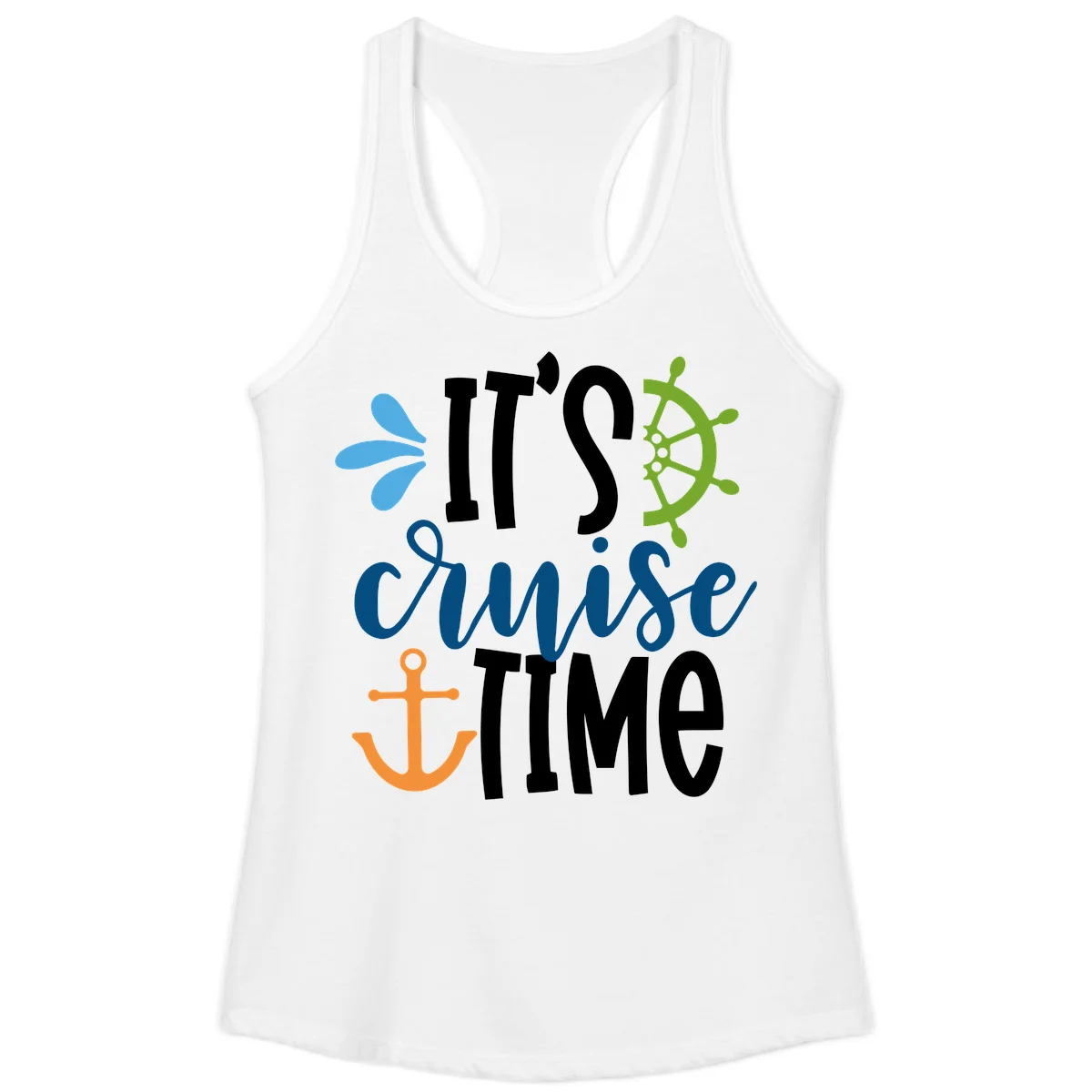 It's Cruise Time Nautical Ladies Tank in White
