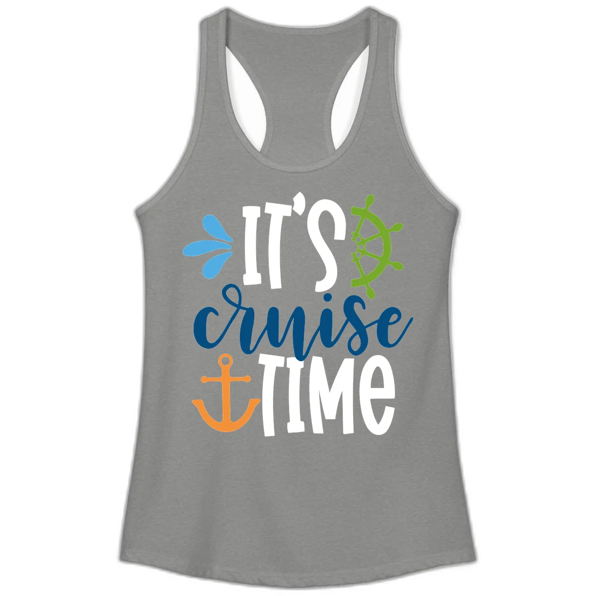 It's Cruise Time Nautical Ladies Tank in Heather Grey