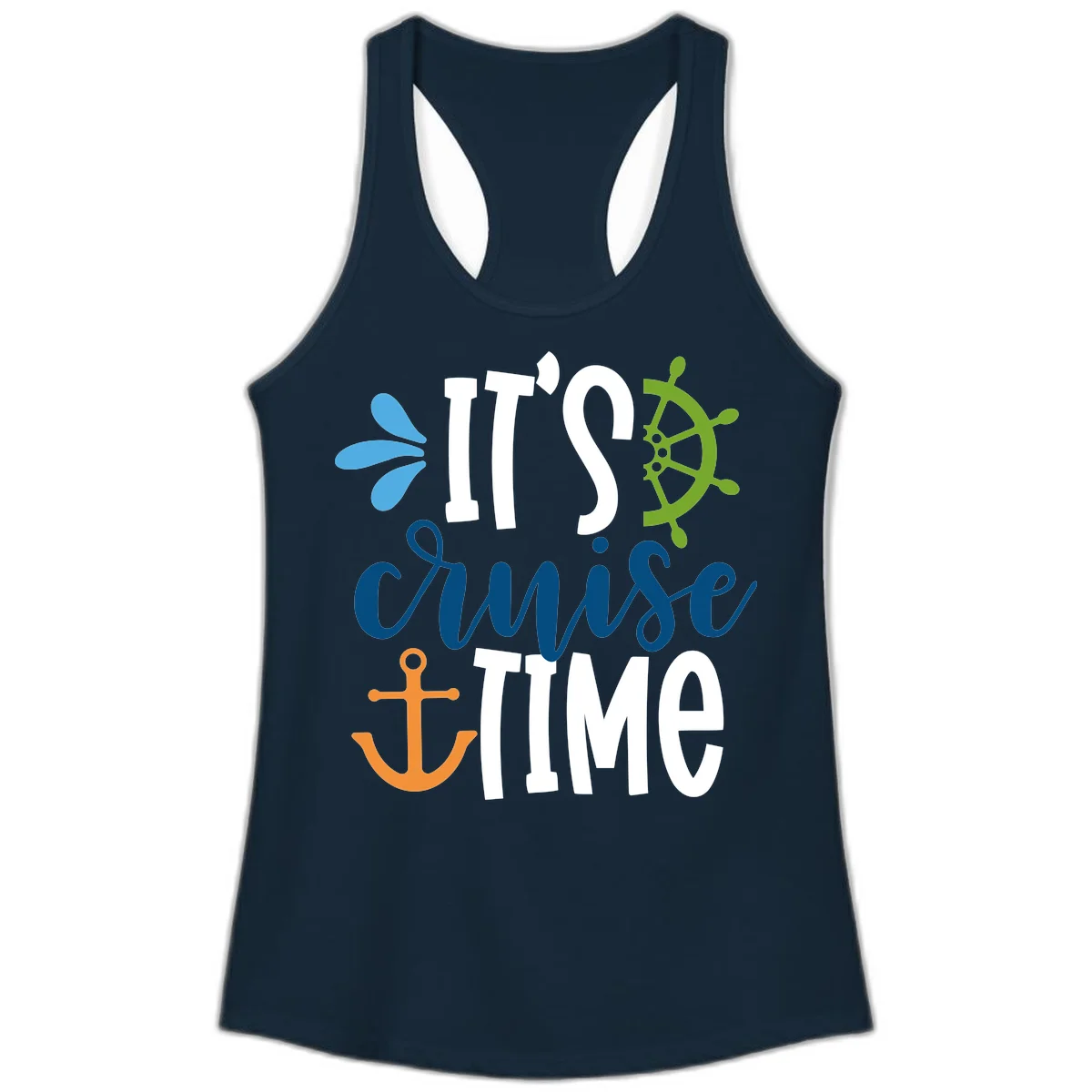 It's Cruise Time Nautical Ladies Tank in Solid Midnight Navy