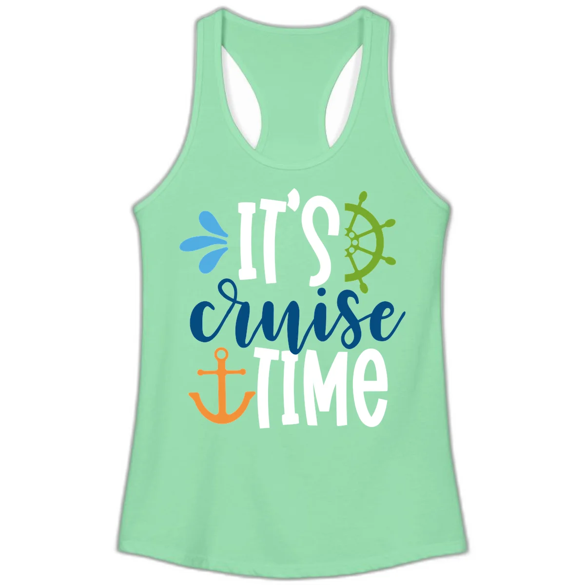 It's Cruise Time Nautical Ladies Tank in Solid Mint