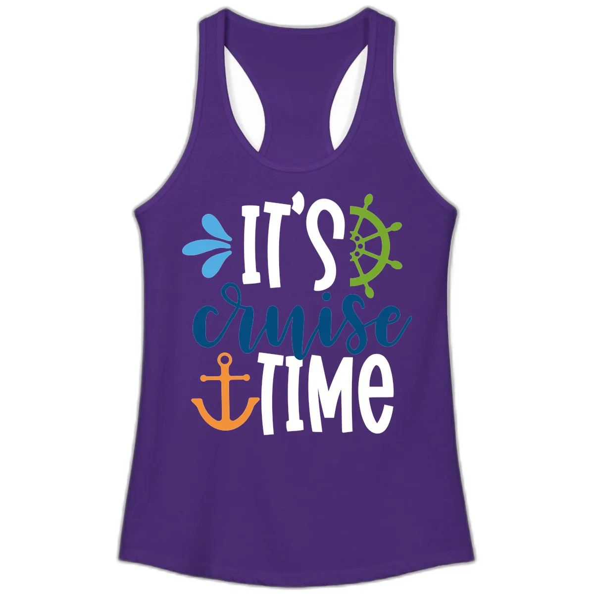 It's Cruise Time Nautical Ladies Tank in Solid Purple Rush