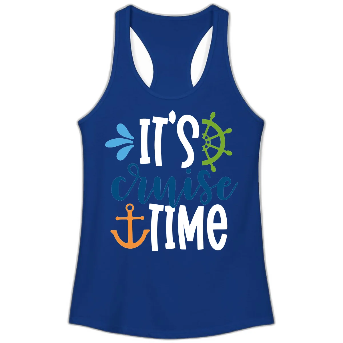 It's Cruise Time Nautical Ladies Tank in Solid Royal