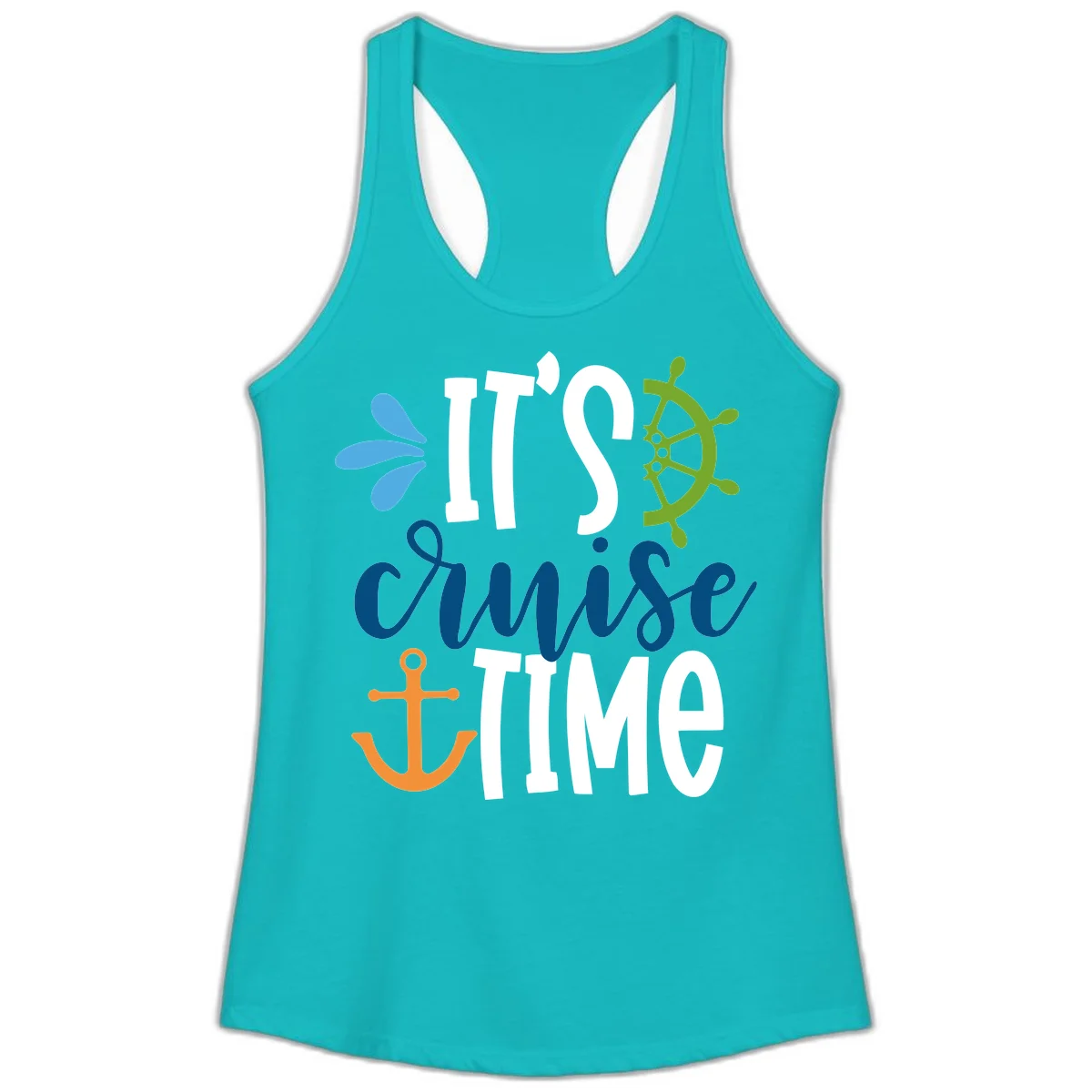 It's Cruise Time Nautical Ladies Tank in Tahiti Blue