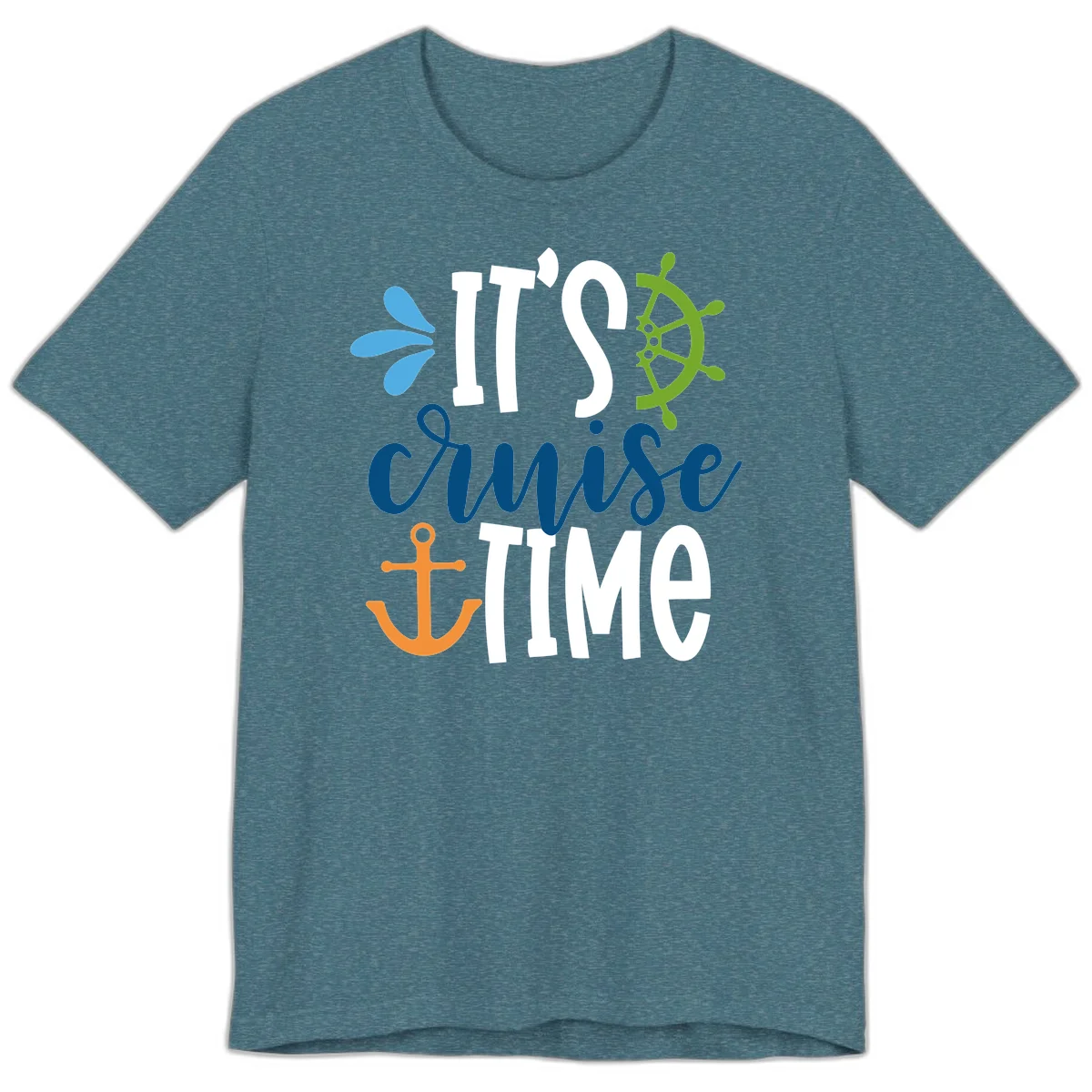 It's Cruise Time Nautical Premium T-Shirt in Heather Deep Teal