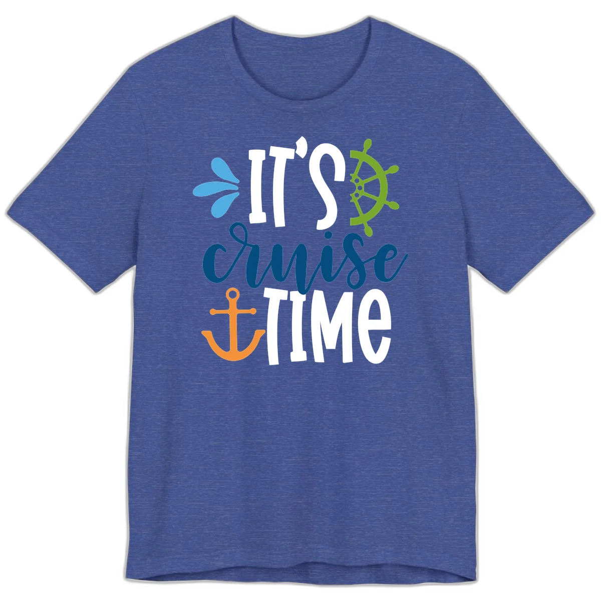 It's Cruise Time Nautical Premium T-Shirt in Heather True Royal