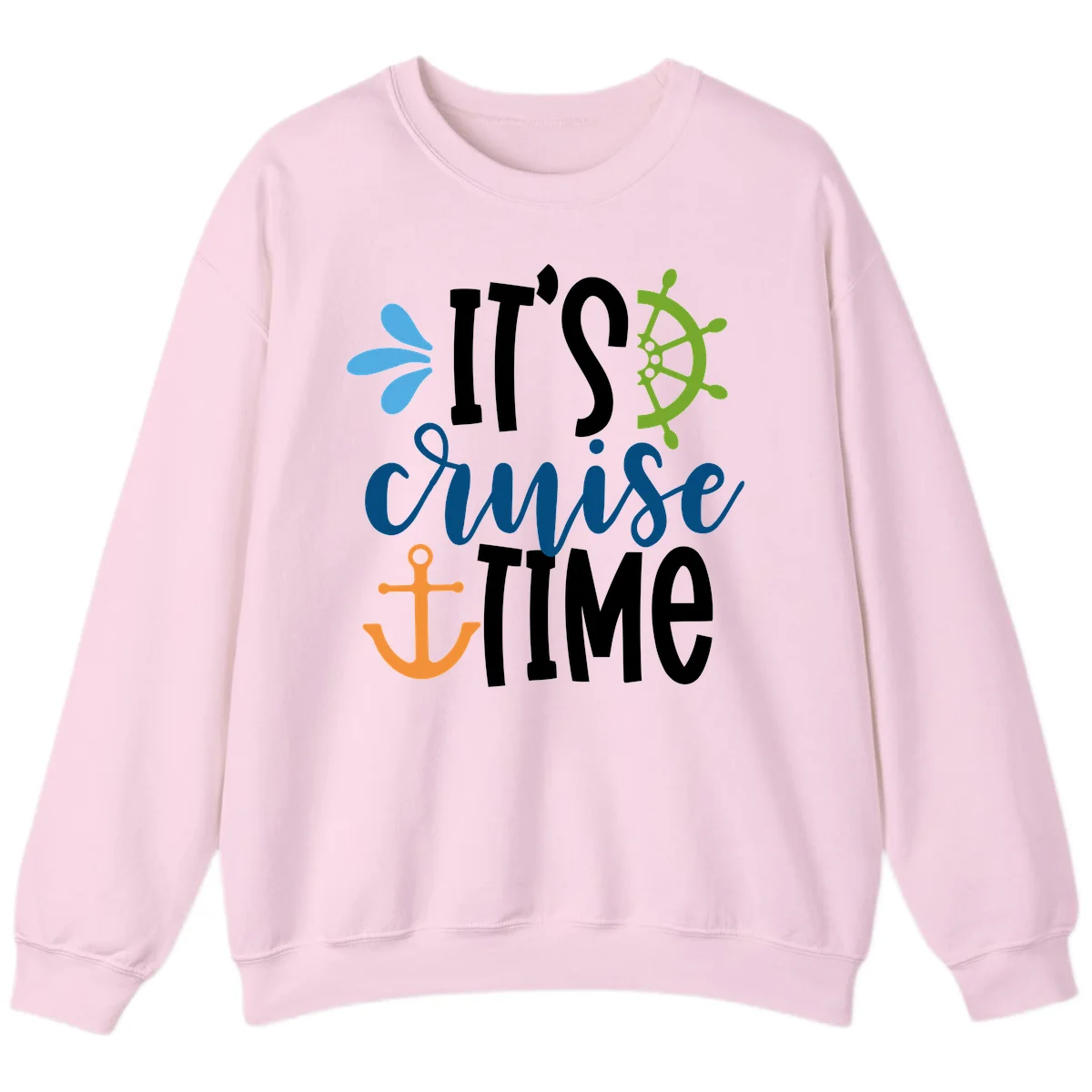 It's Cruise Time Nautical Sweatshirt in Light Pink