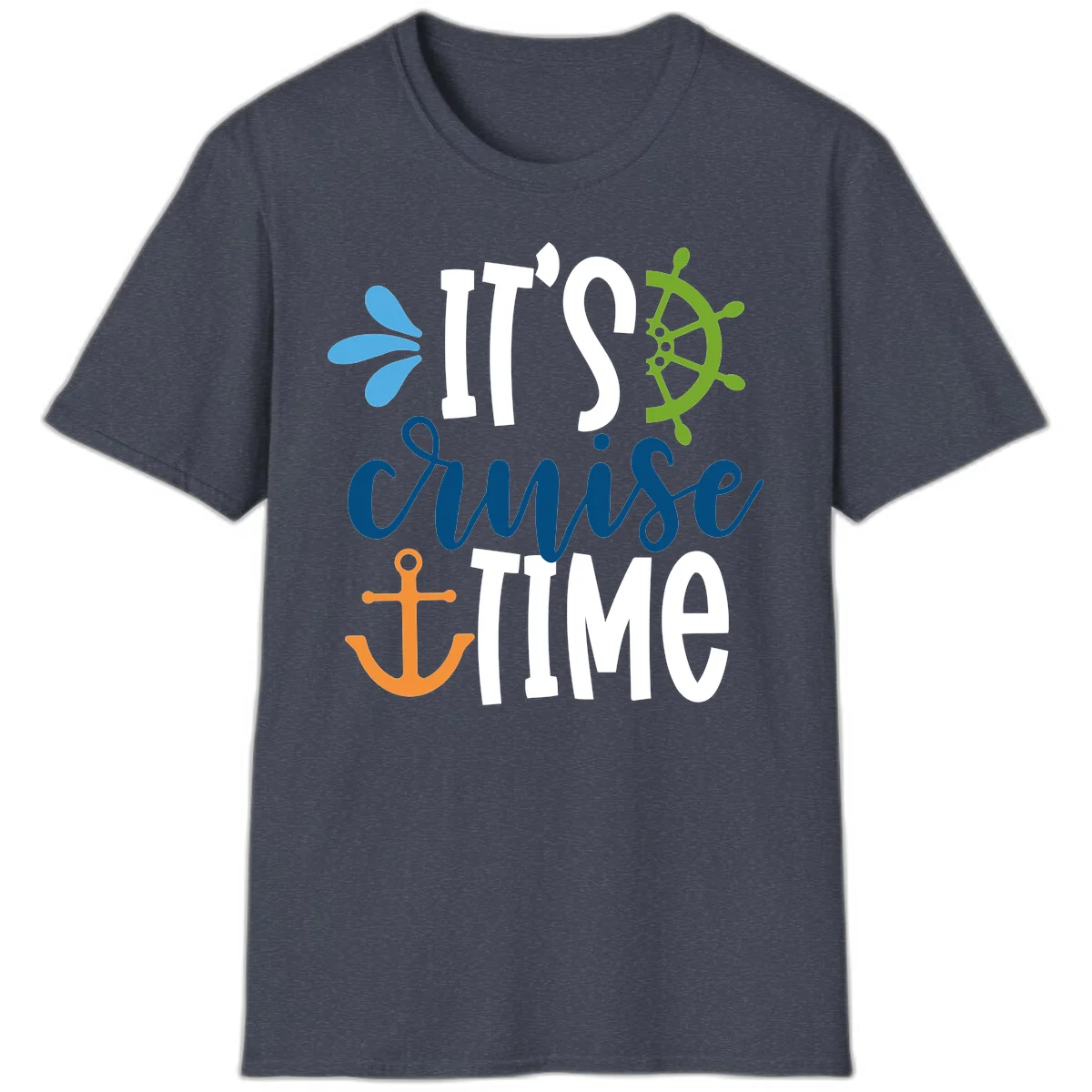 It's Cruise Time Nautical T-Shirt in Heather Navy