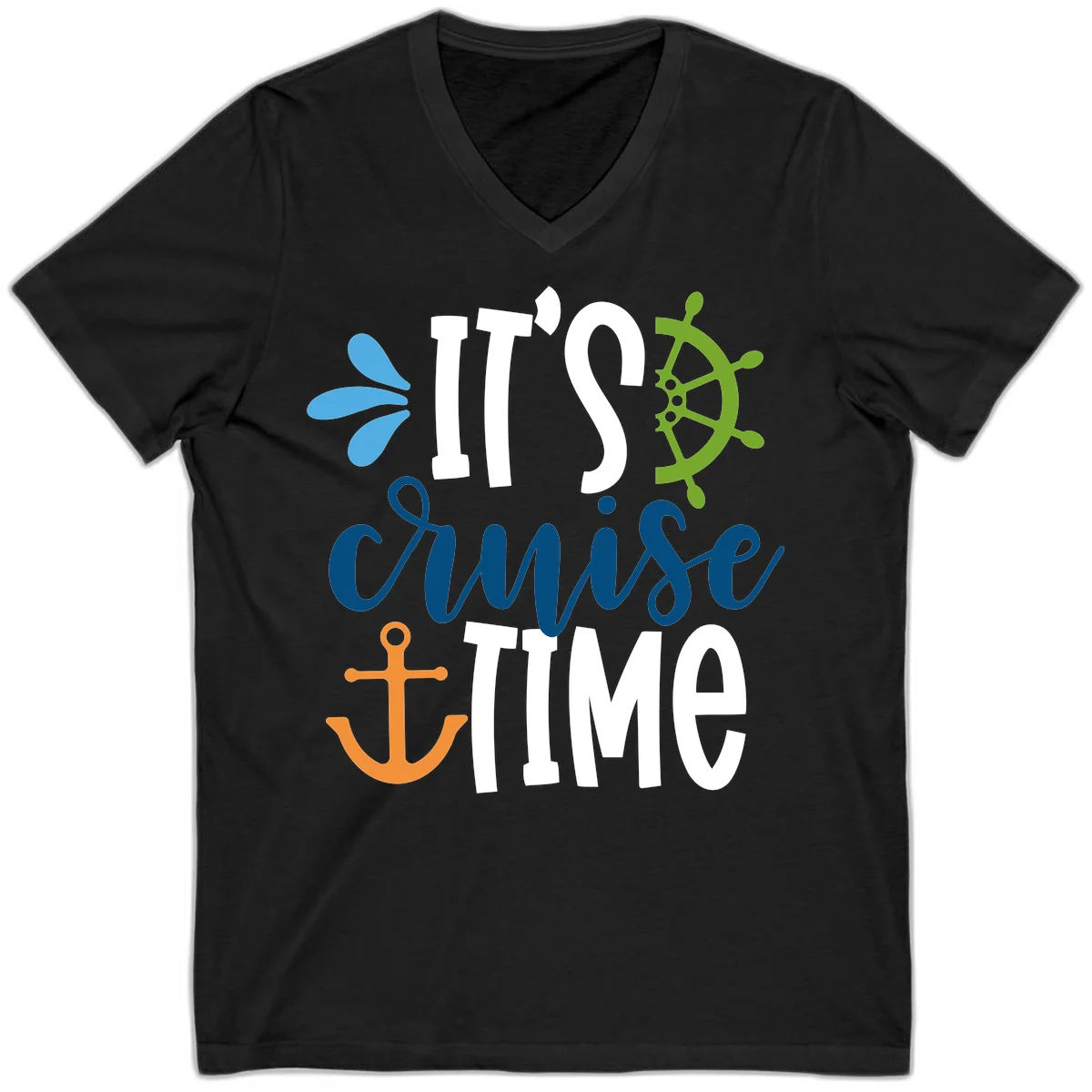 It's Cruise Time Nautical V-Neck in Black