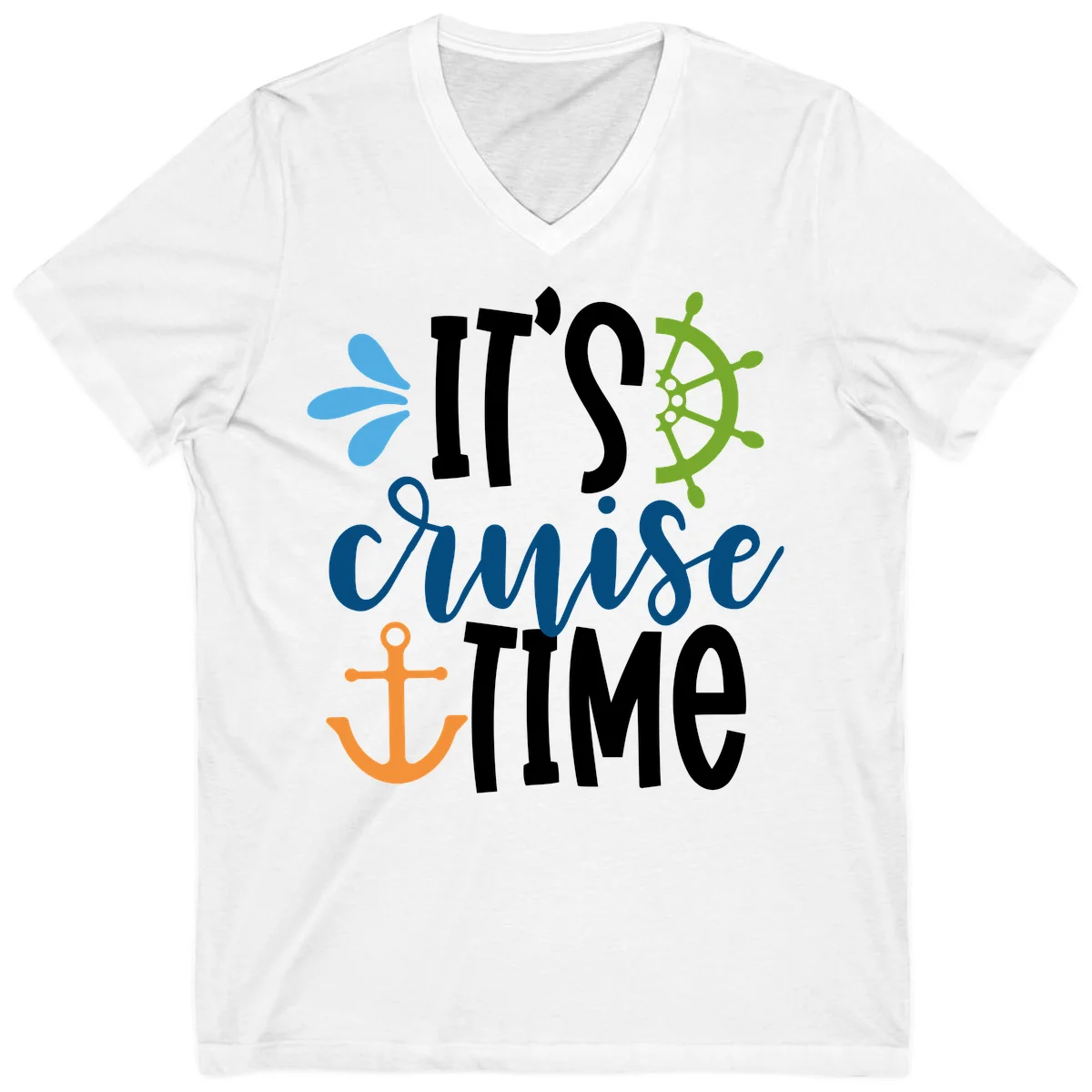 It's Cruise Time Nautical V-Neck in White