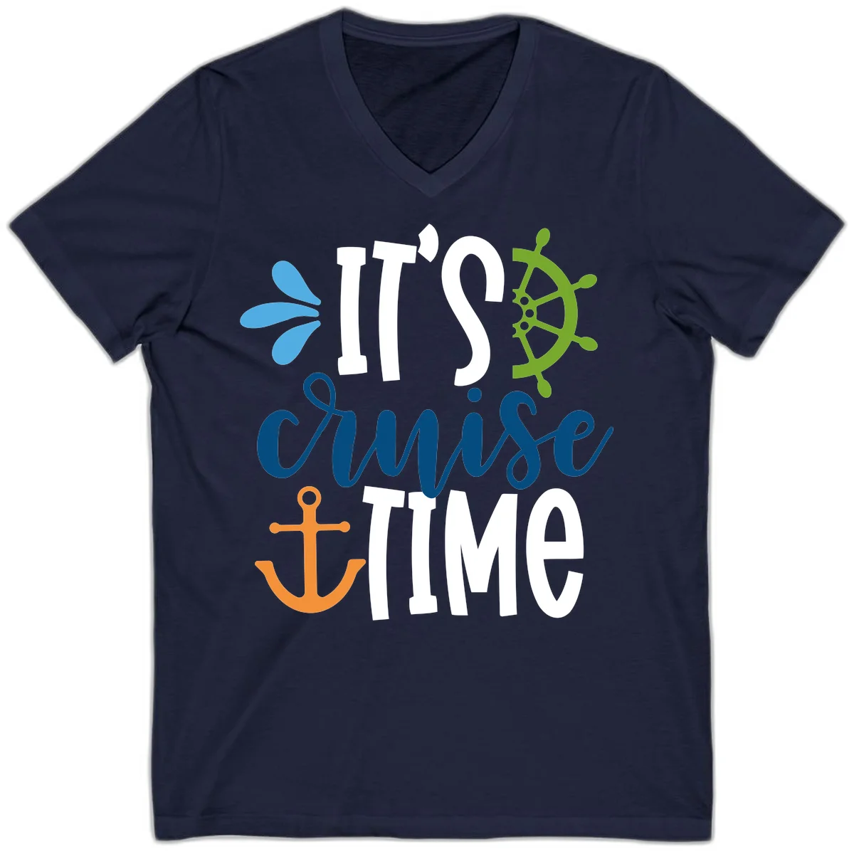 It's Cruise Time Nautical V-Neck in Navy