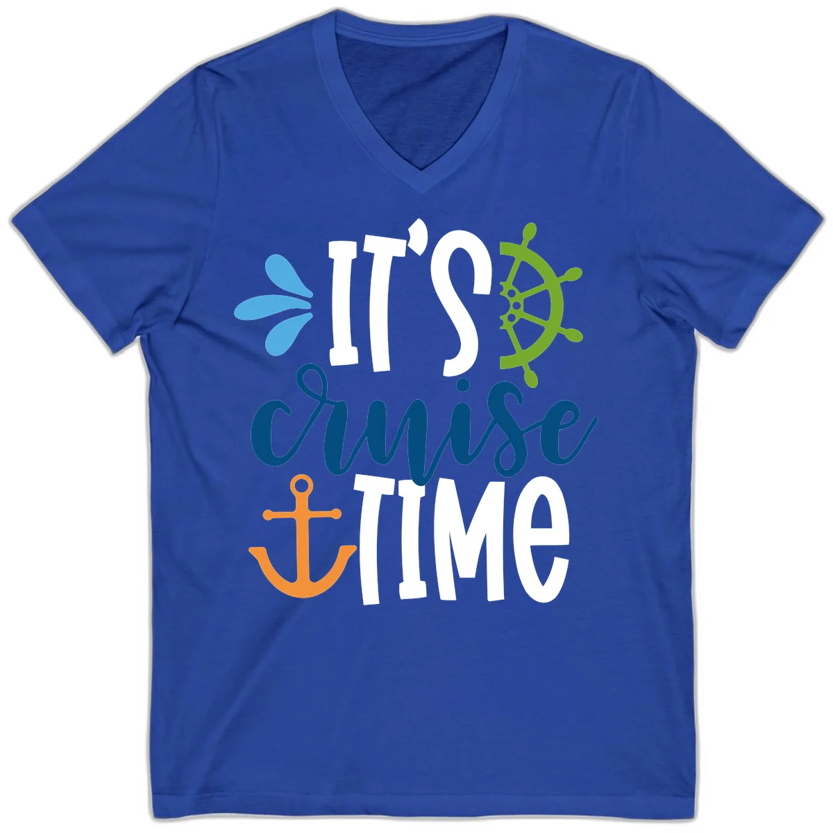 It's Cruise Time Nautical V-Neck in True Royal