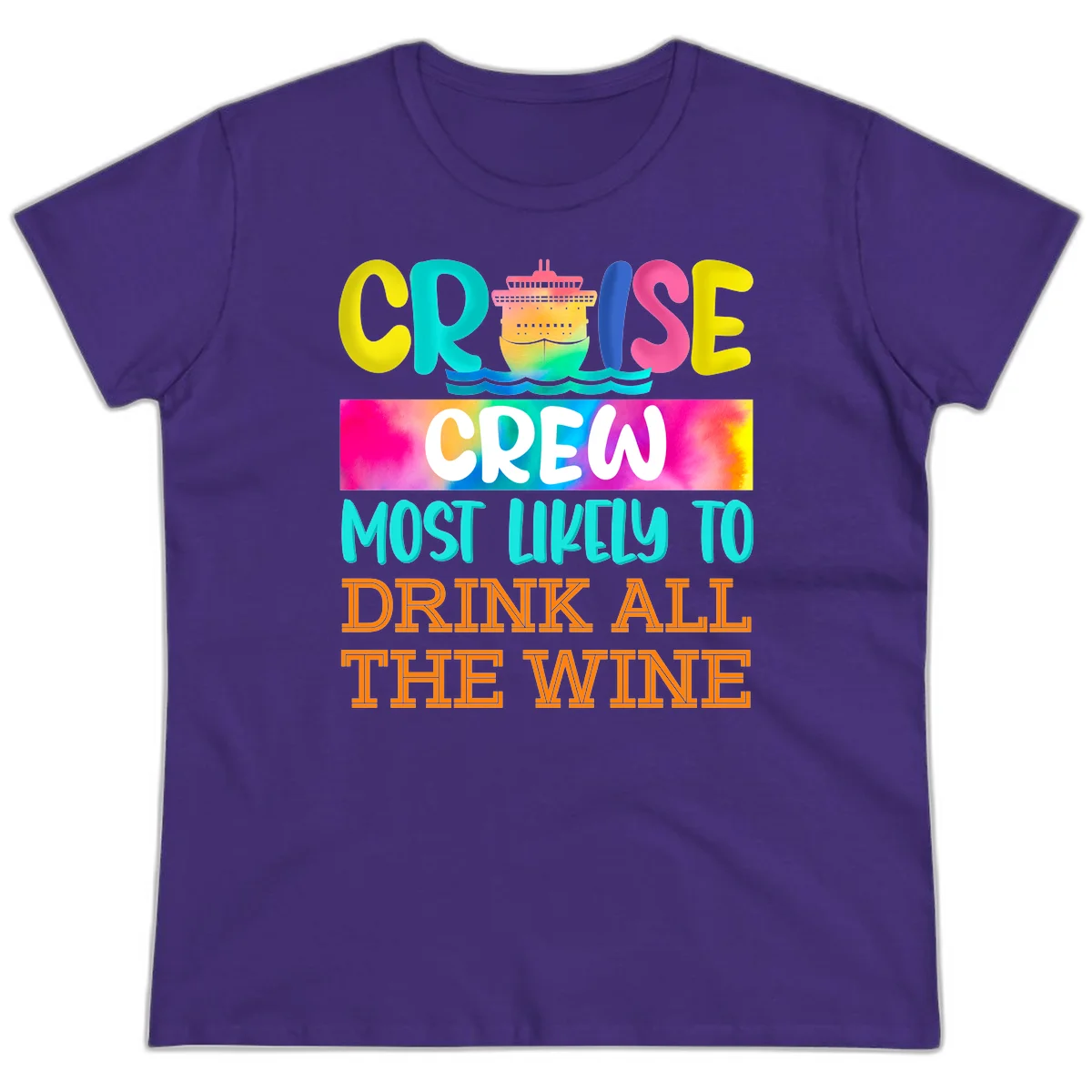Cruise Crew Most Likely To Drink At The Wine Ladies Tee in Purple