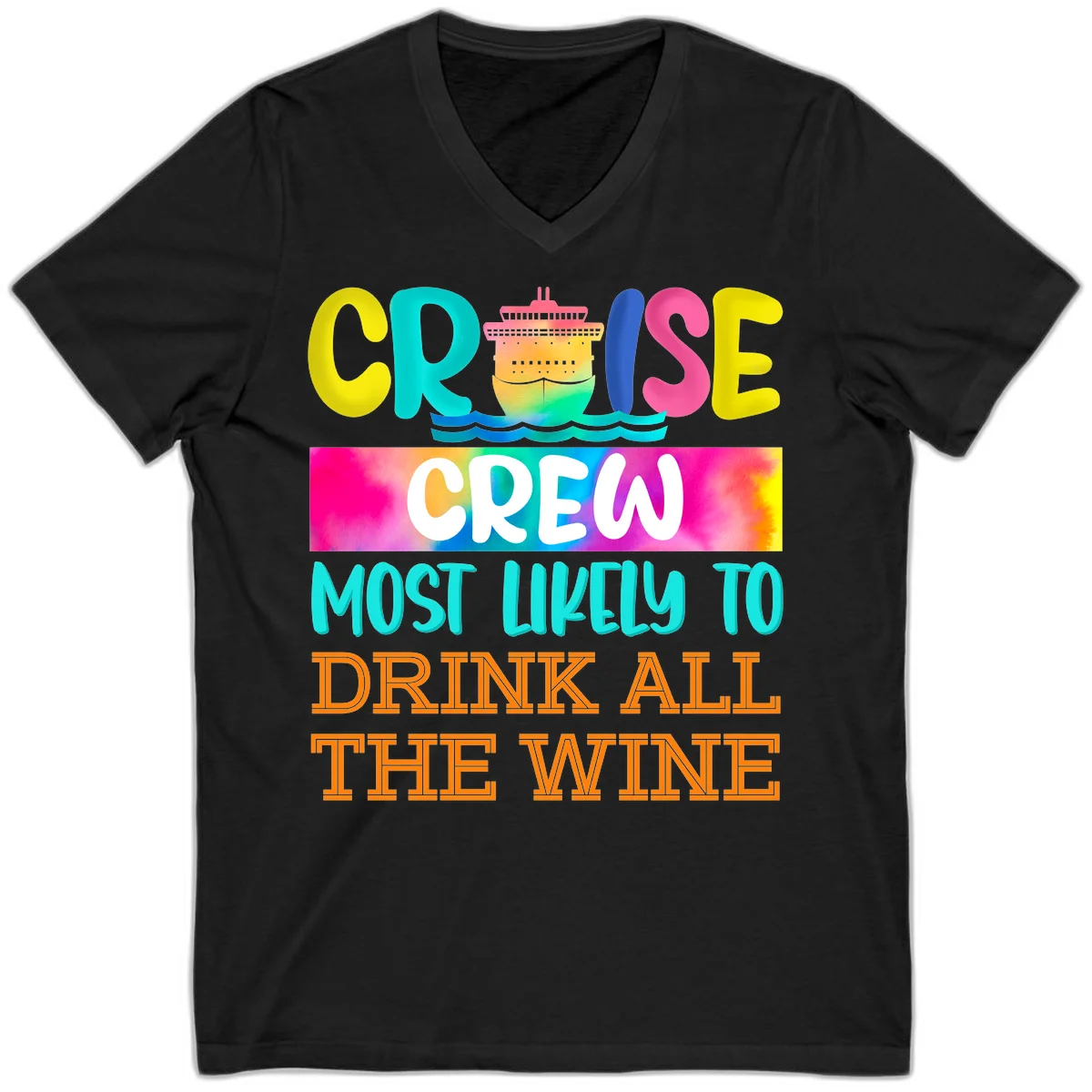Cruise Crew Most Likely To Drink At The Wine V-Neck in Black