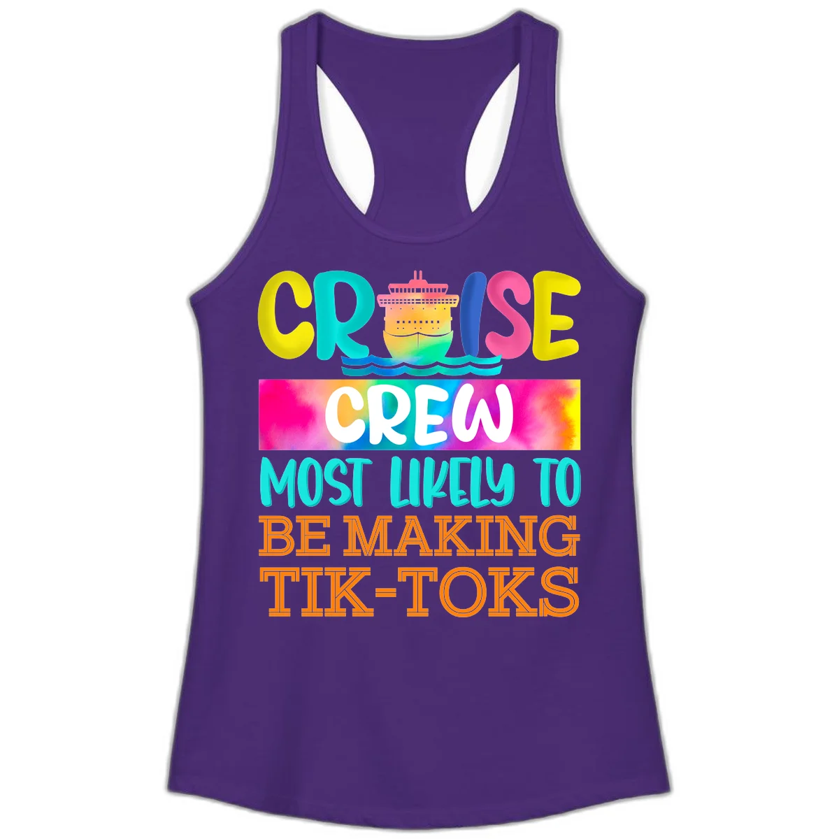 Cruise Crew Most Likely To Make TikToks Ladies Tank in Solid Purple Rush